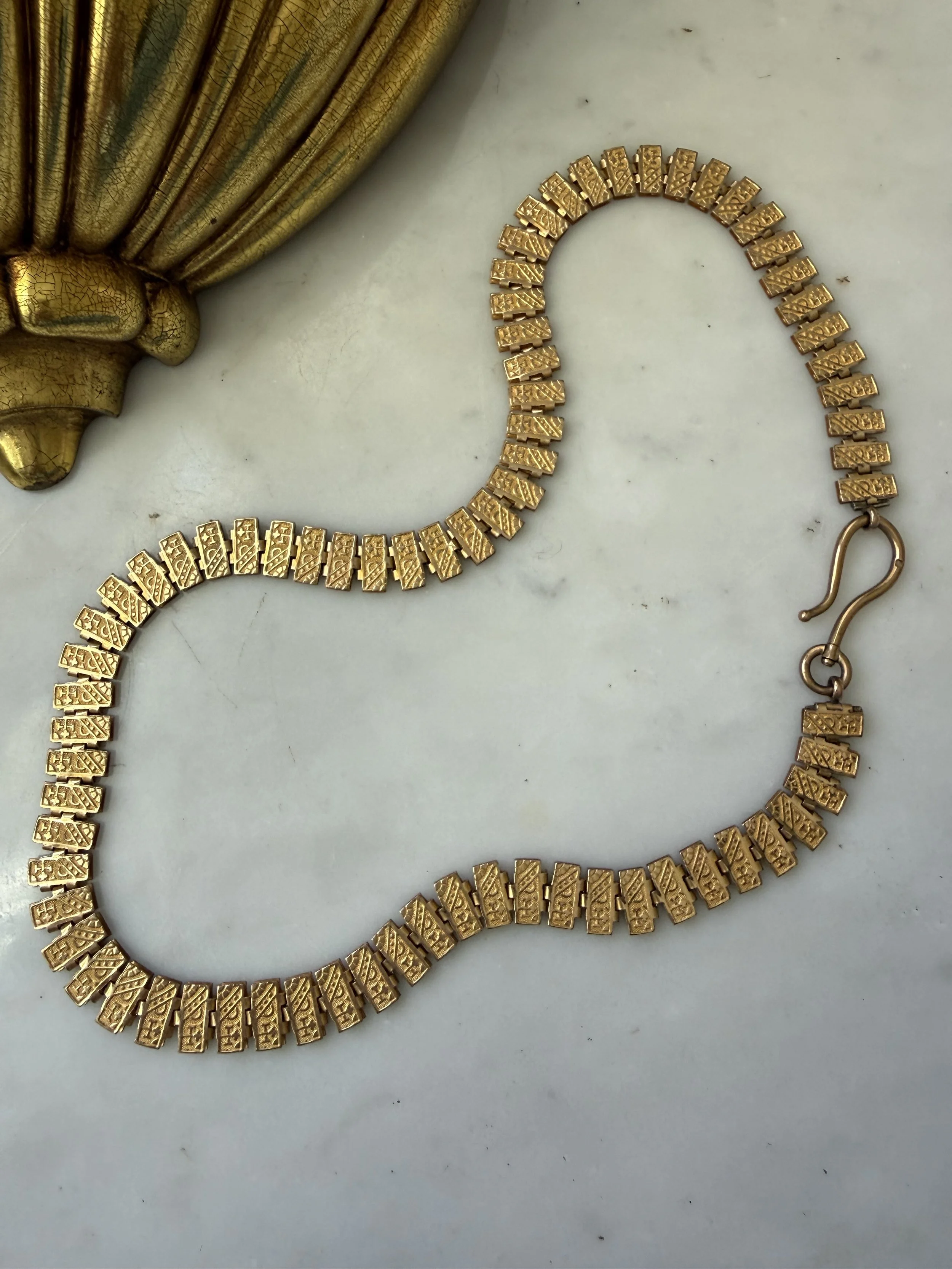 19th century Etruscan Revival style bookchain with hook clasp