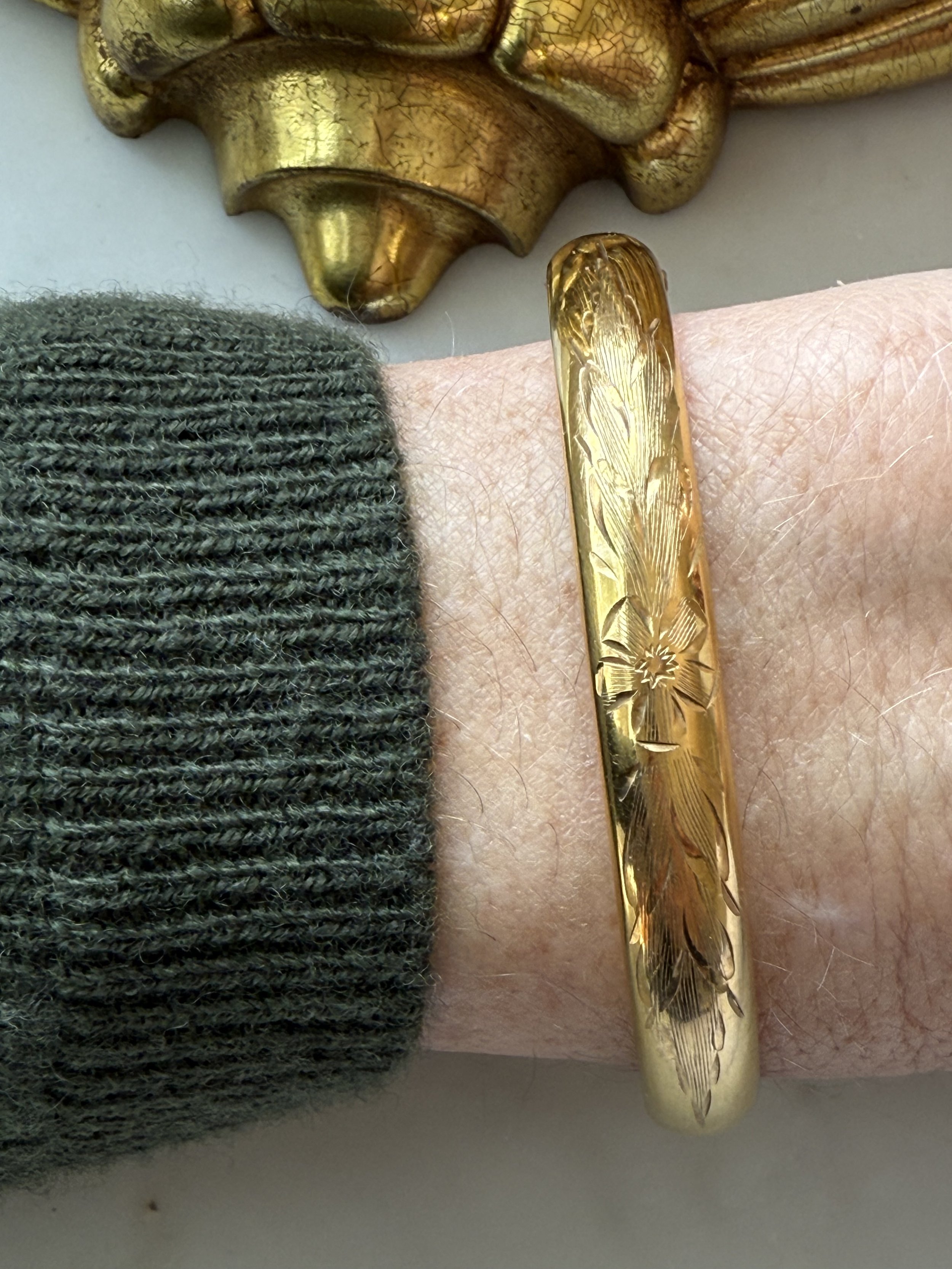Mid-20th century etched bangle bracelet