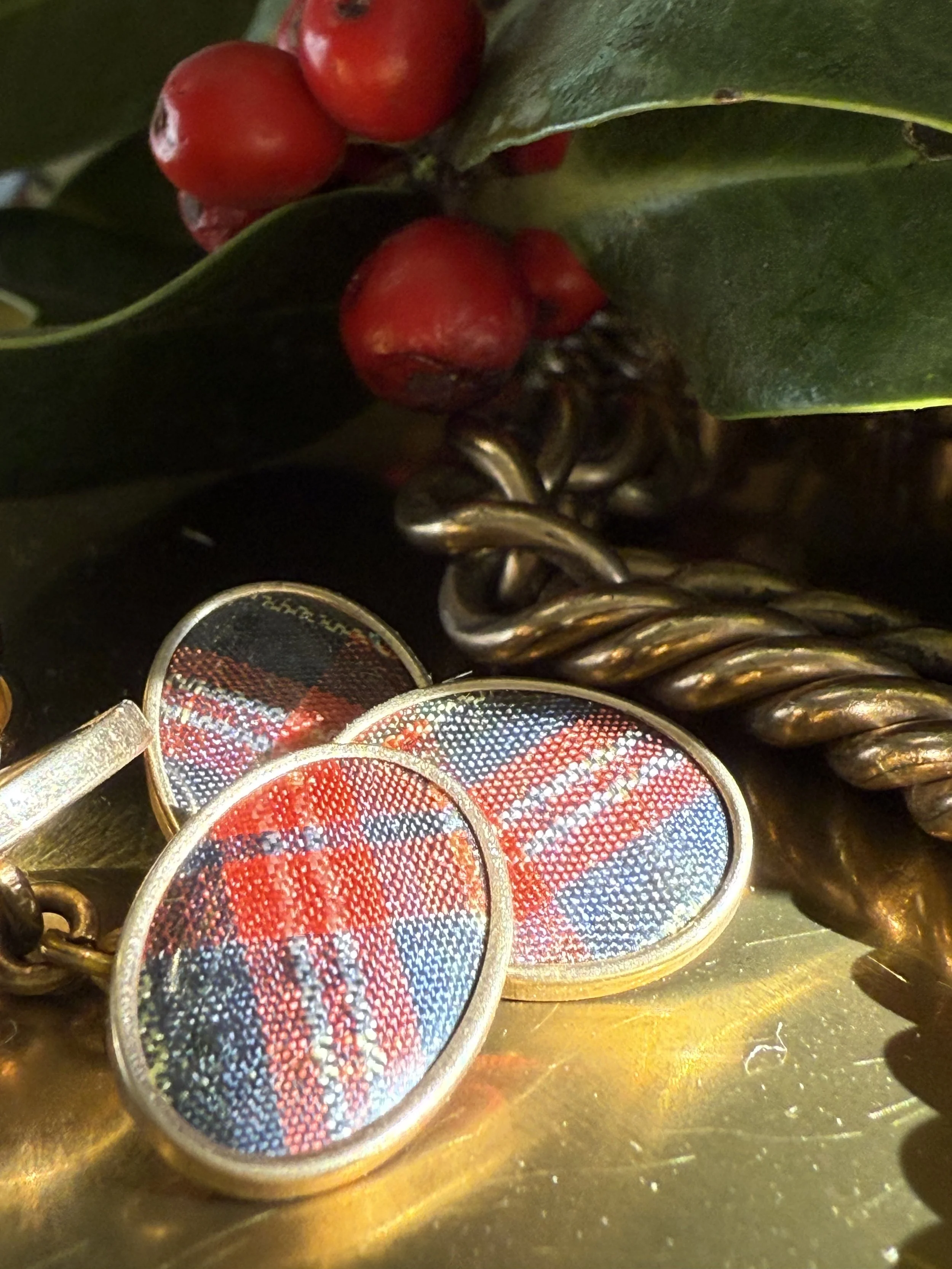 Early 20th century tartan cufflinks