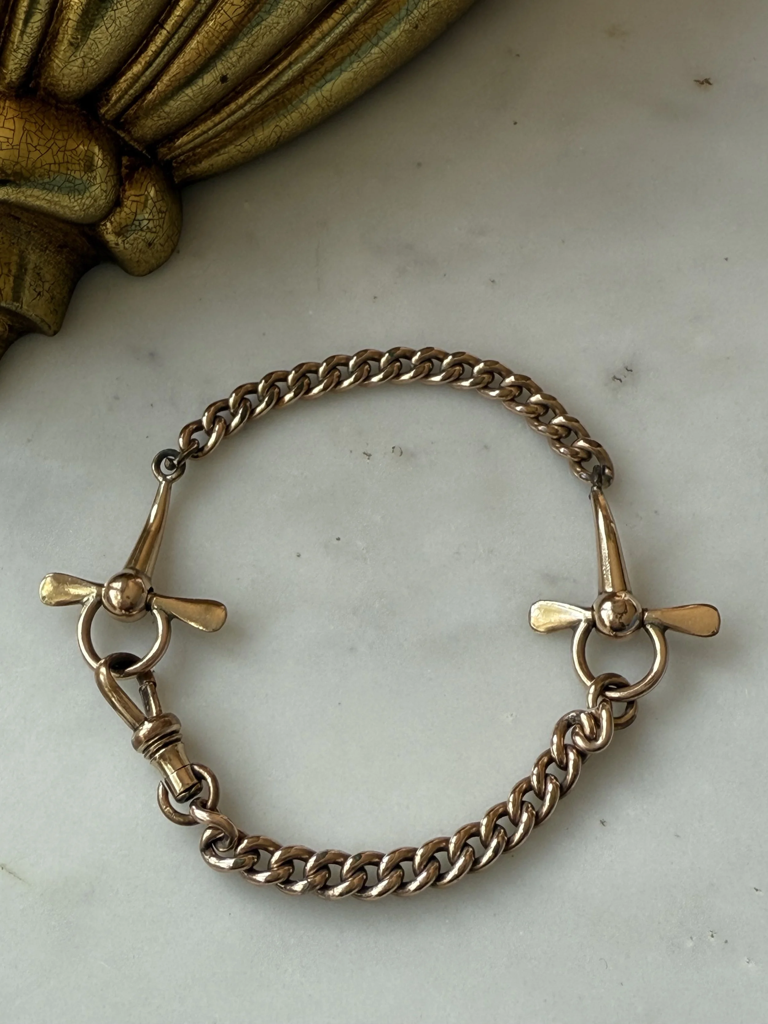 Late 19th century curb bracelet with bit detail clasp