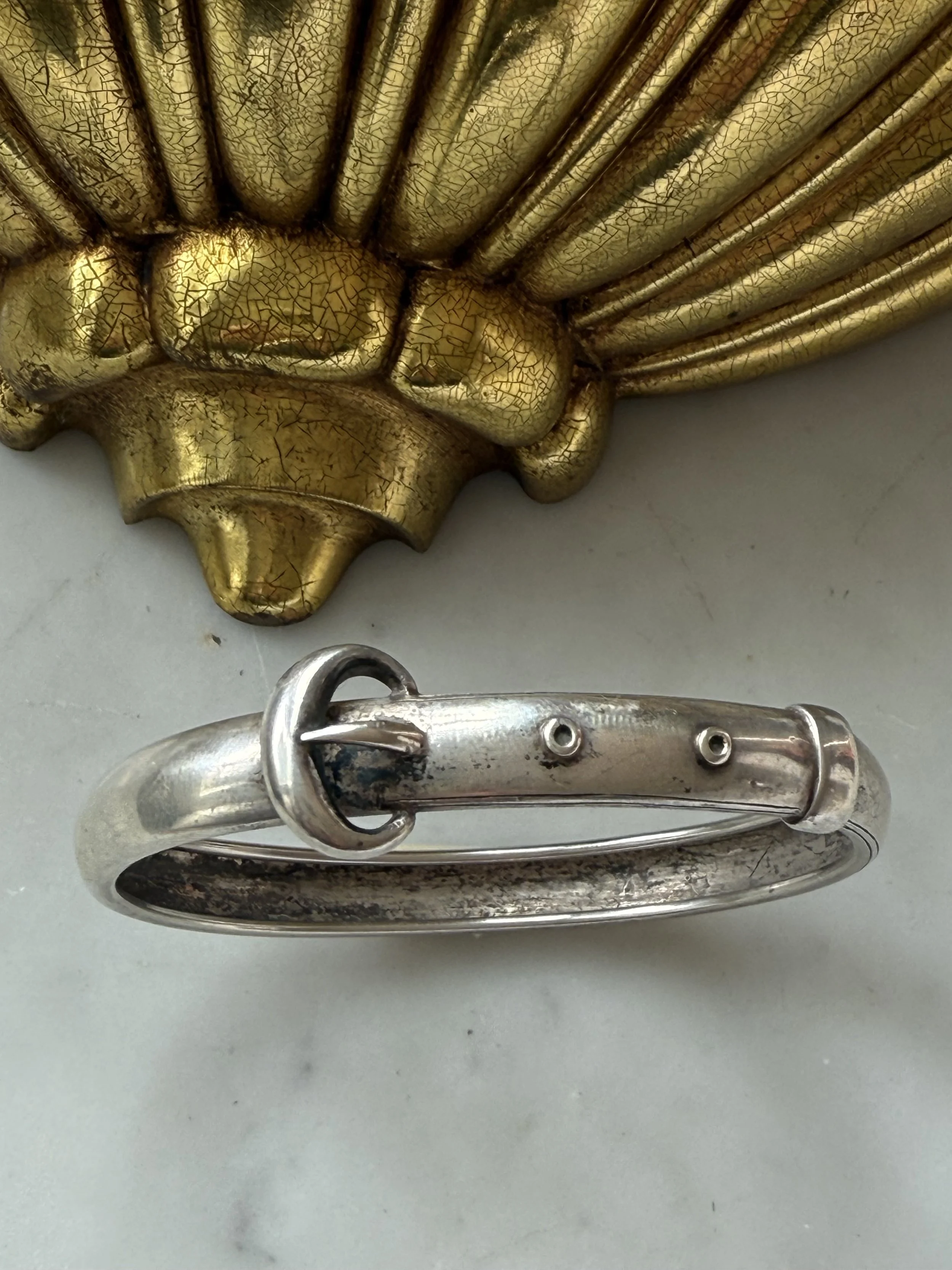 Edwardian sterling silver buckle bangle