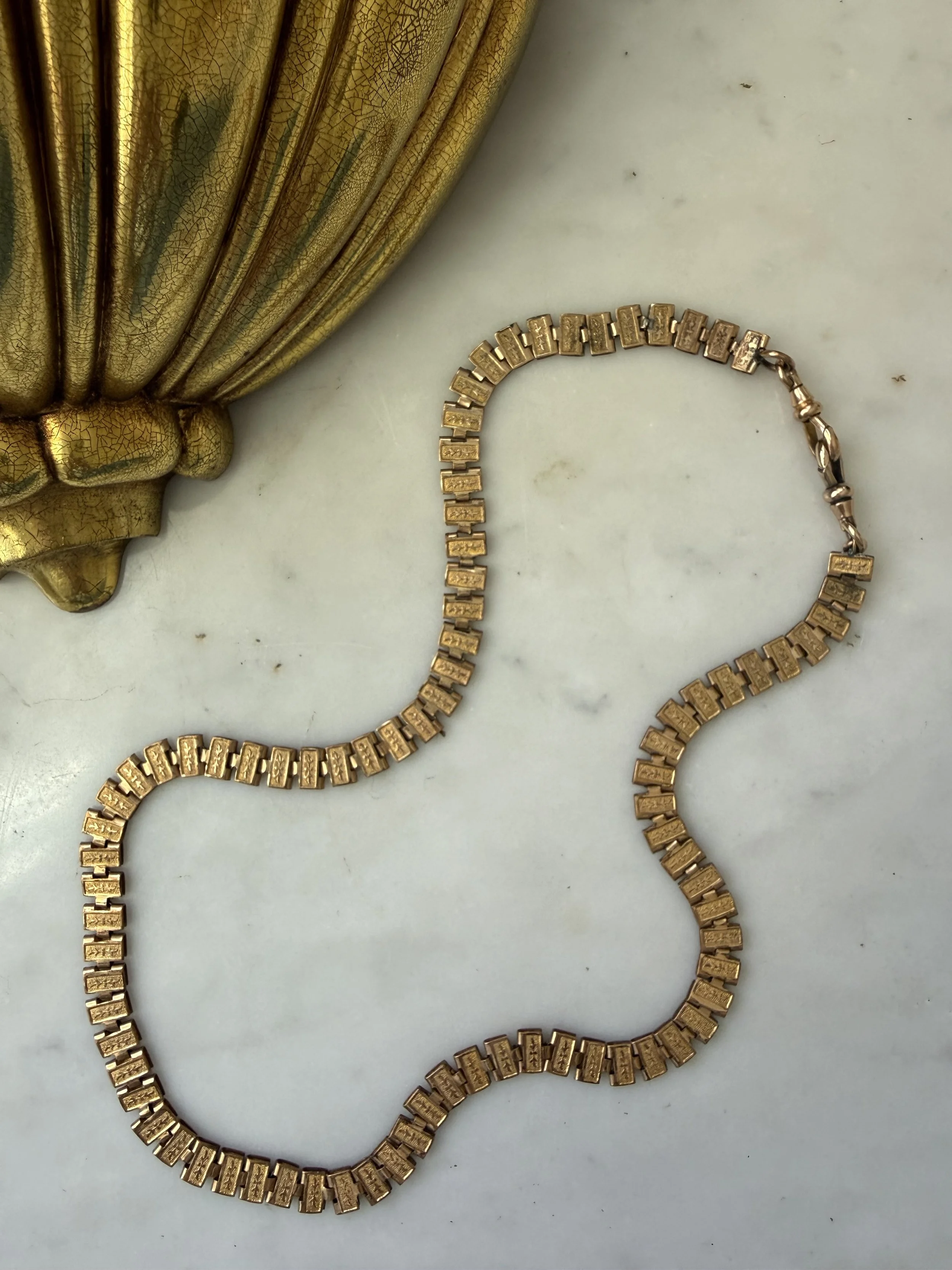 19th century Etruscan Revival style bookchain necklace