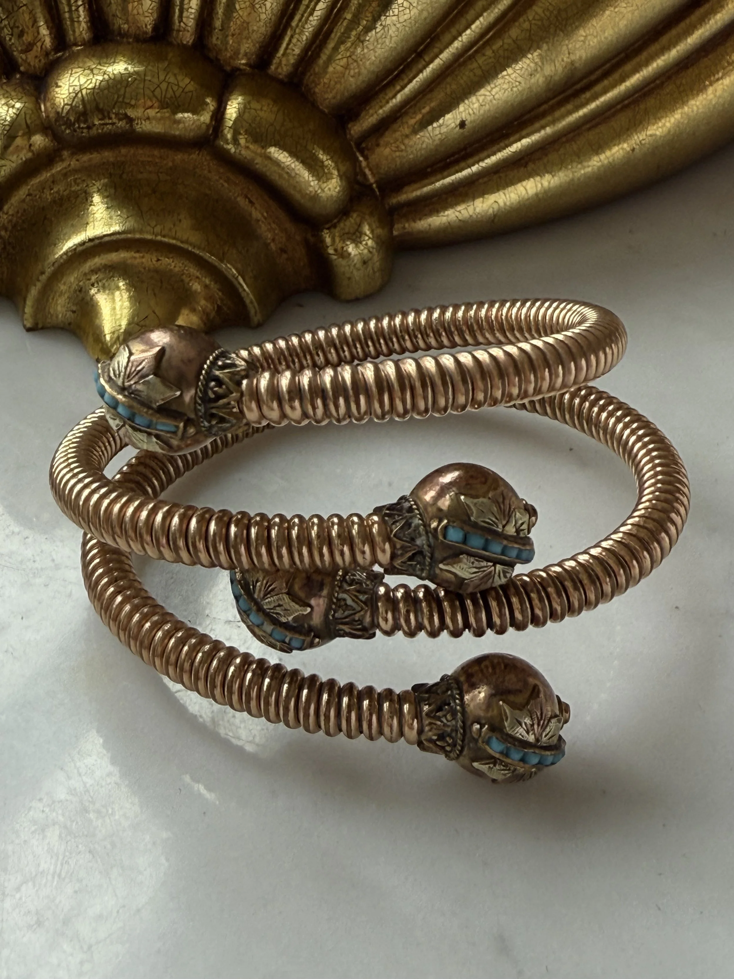 Pair of Etruscan Revival wedding bracelets, c. 1880