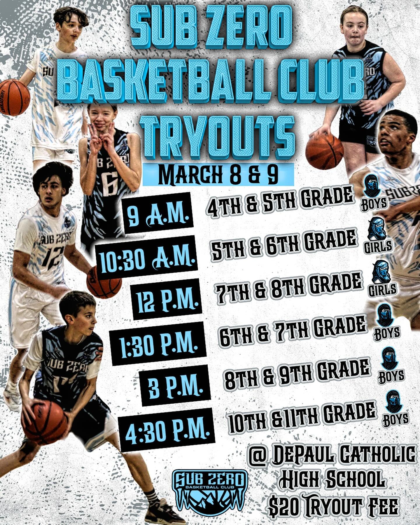 The cold shapes your game, but respect defines your legacy. Sub Zero Basketball is where both are built. ❄️ 🏀 Passaic County&rsquo;s Premier AAU experience!

Tryout Information
🗓️ March 8-9
🕰️ Varies Depending on Age
📍 DePaul Catholic High School