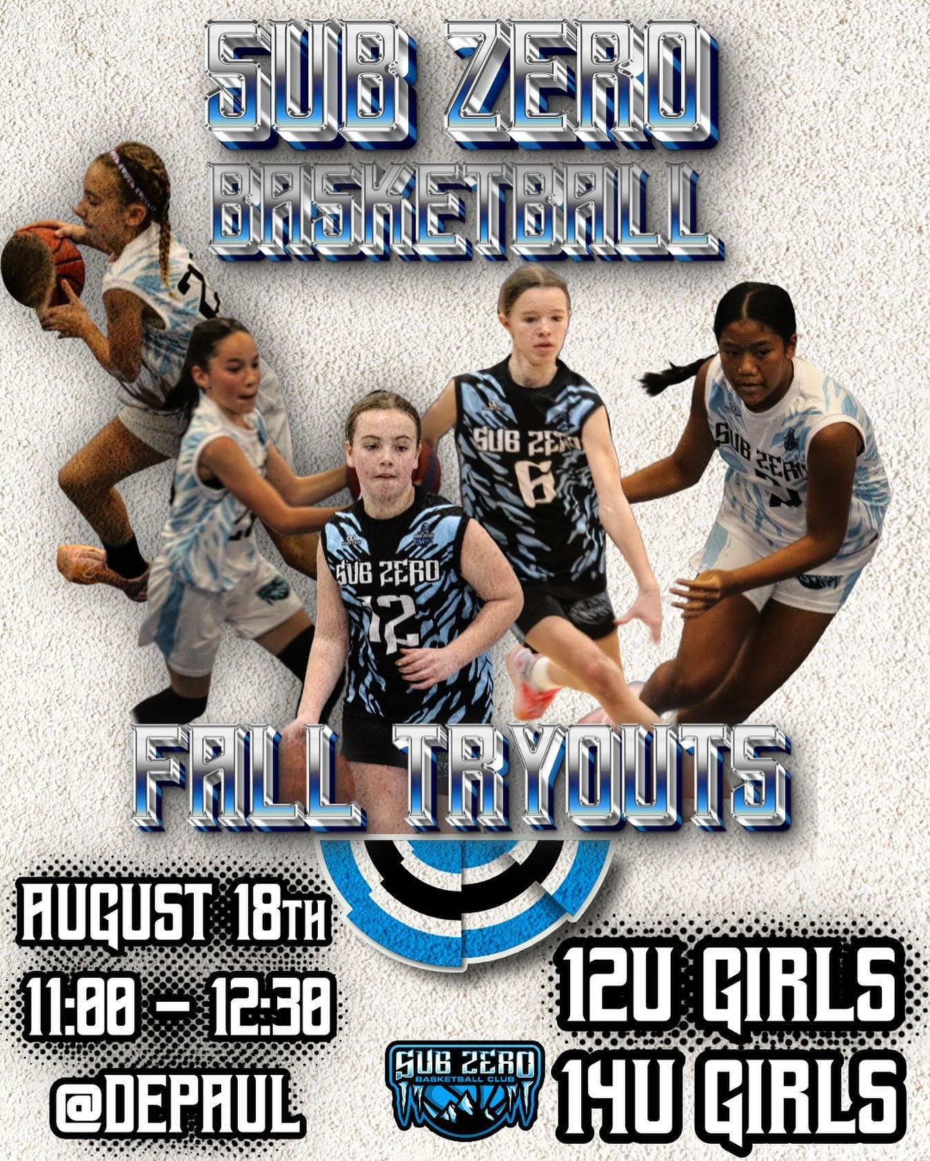 Get ready to break the ice! 🏀 Fall Tryouts for Sub Zero Basketball Club tomorrow!! 
#subzerobasketball
📍 DePaul Catholic HS
⏰ 11:00am-12:30pm
⛹️&zwj;♀️Girls Teams 6th Grade and 8th Grade