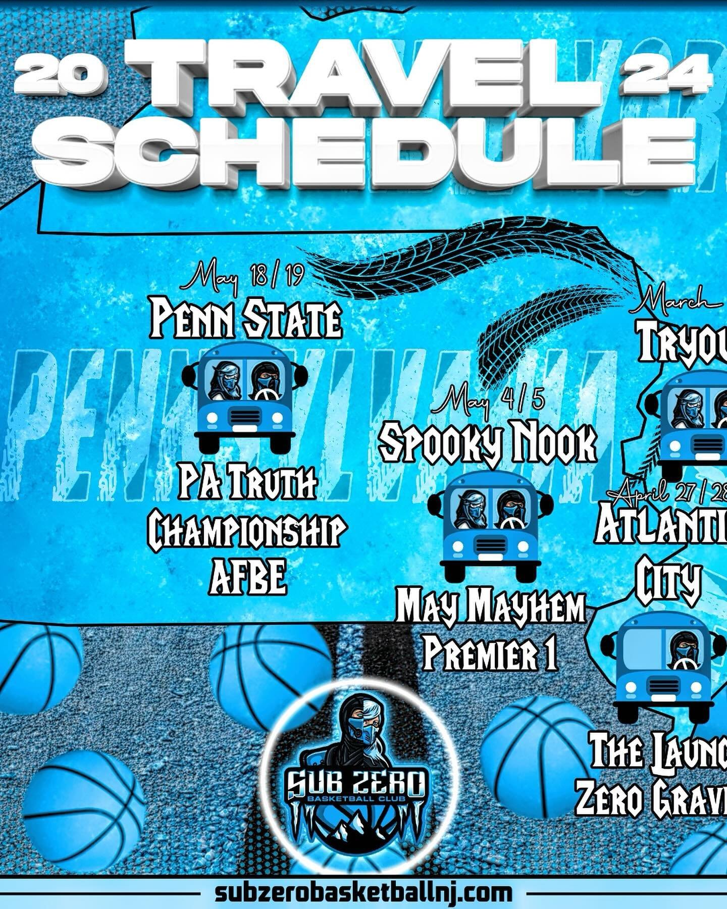 As we count down the day until tryouts, take a peek at where we&rsquo;ll be heading this year! The boys 6th-11th grade teams will be taking 4 trips while the 4th-5th boys and both girls teams will have 2 travel trips! 
📍 🎰Atlantic City - April 27th
