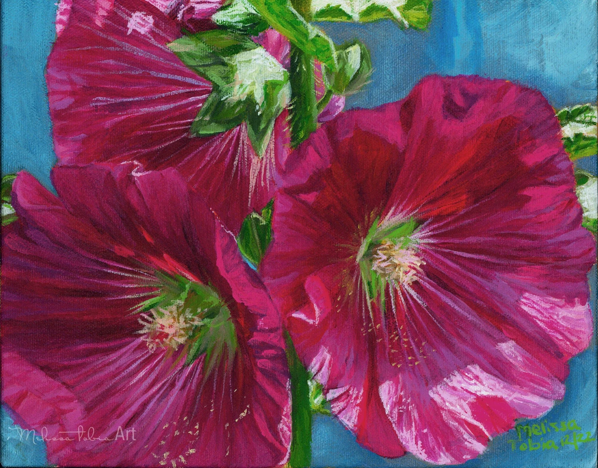 "Purple Hollyhocks" Original Acrylic Painting SOLD