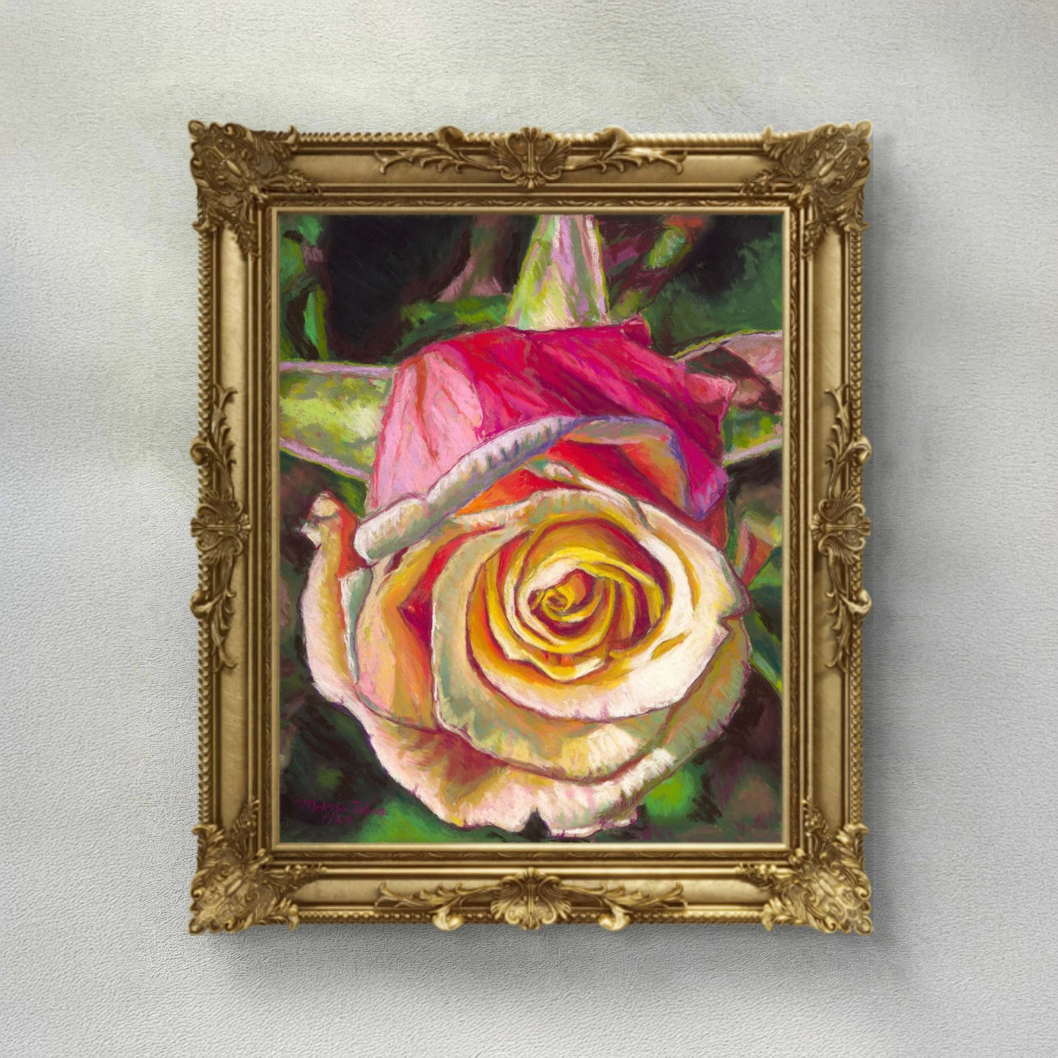 "Red Rose Revival" Original Pastel Painting