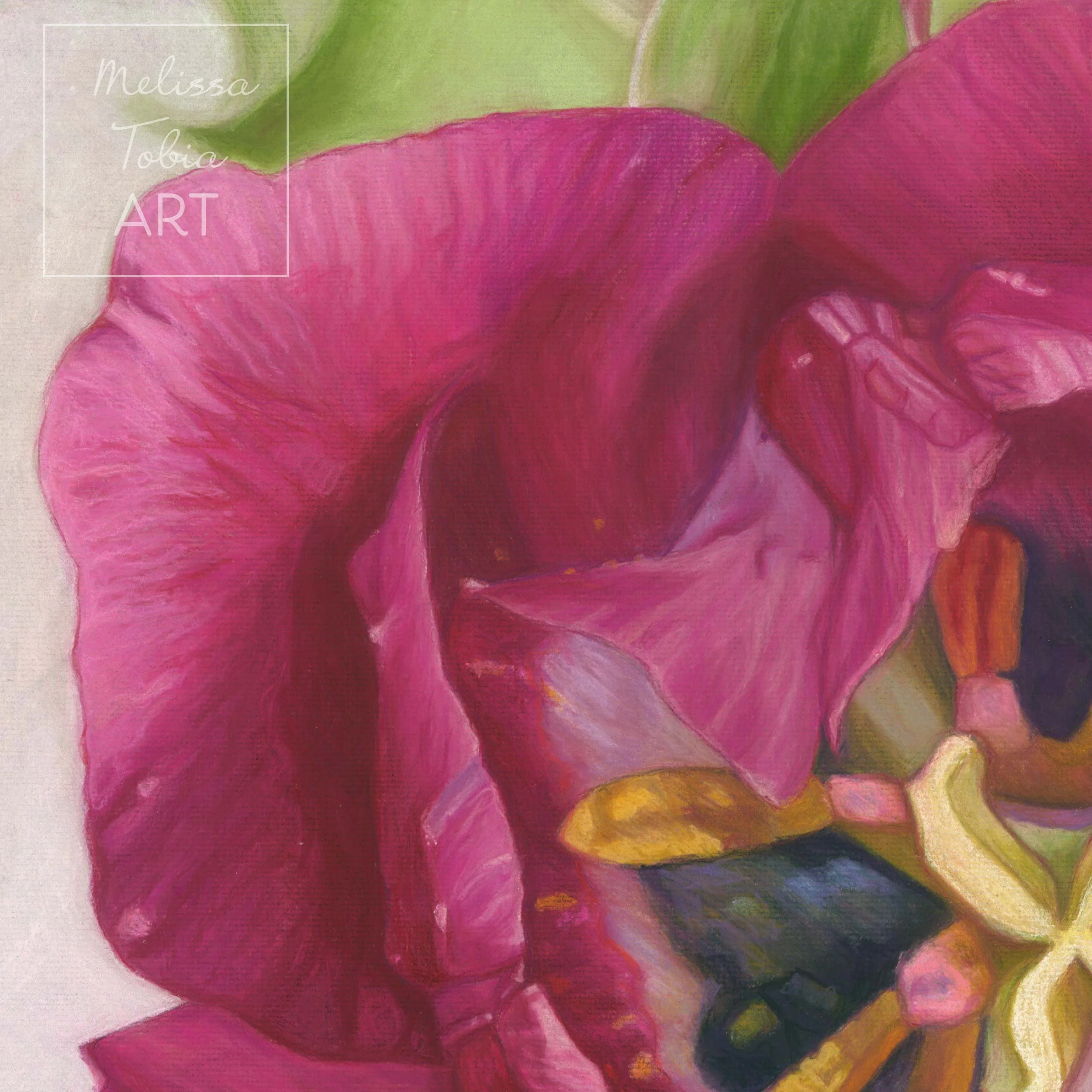 Detail of purple tulip petals with soft ridges and folds in a pastel fine art print