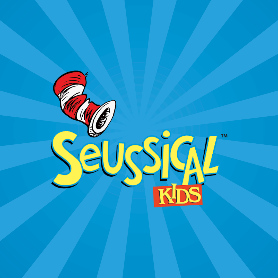 Blue image with the title Seussical Kids.