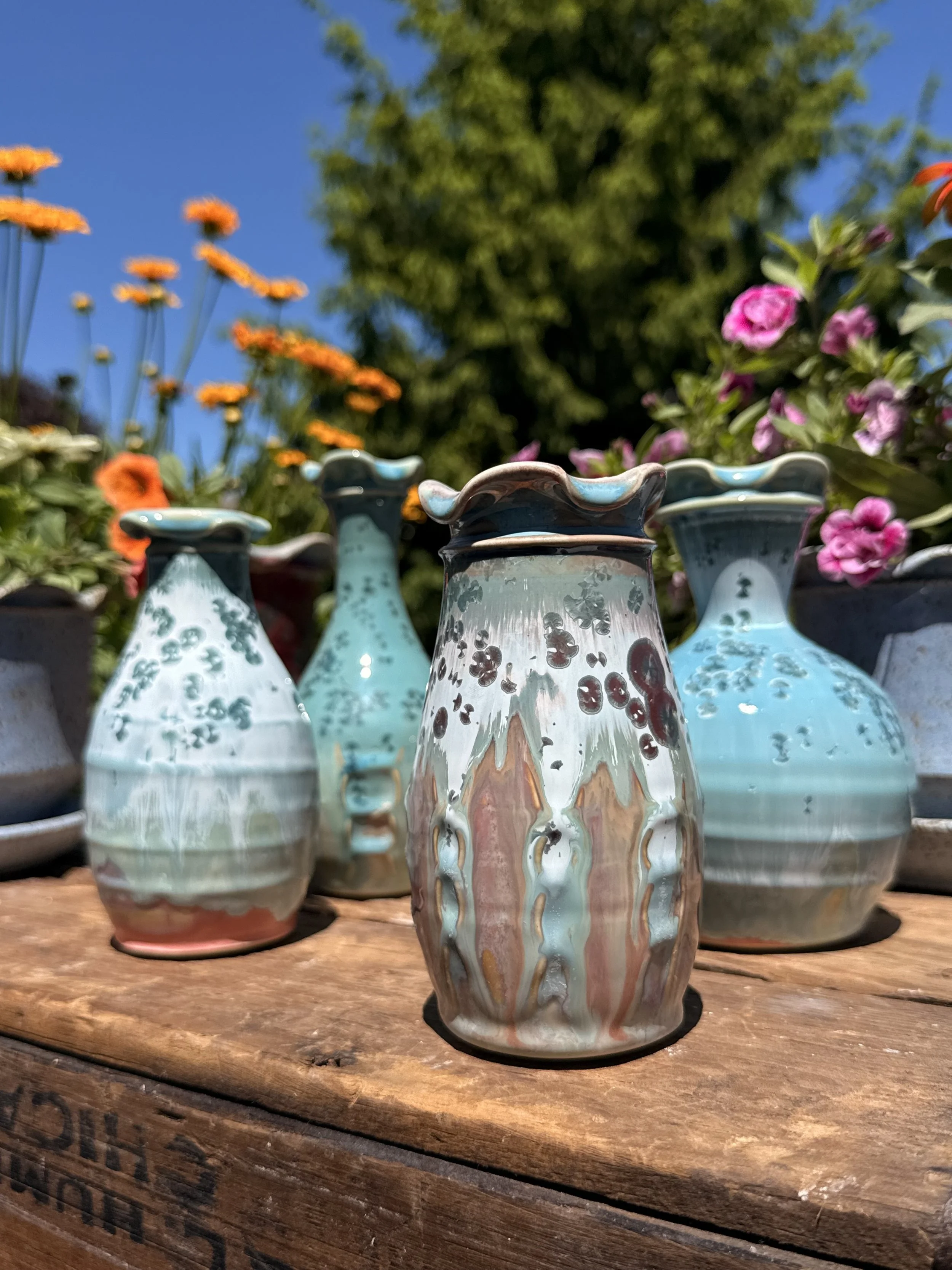 Turquoise + Pink Bud Vase | Crystalline + Luster