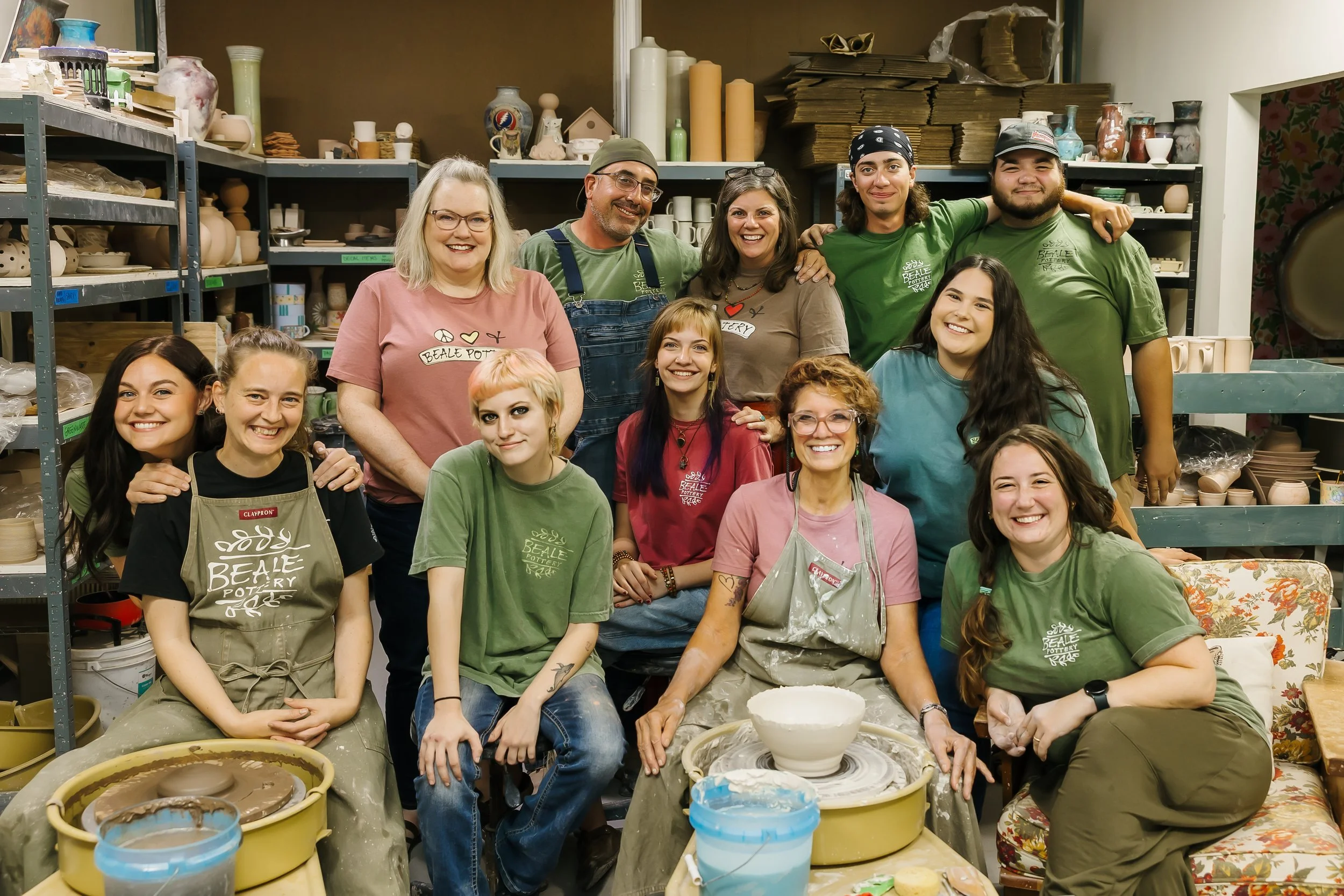 Some of the members at Beale Pottery.