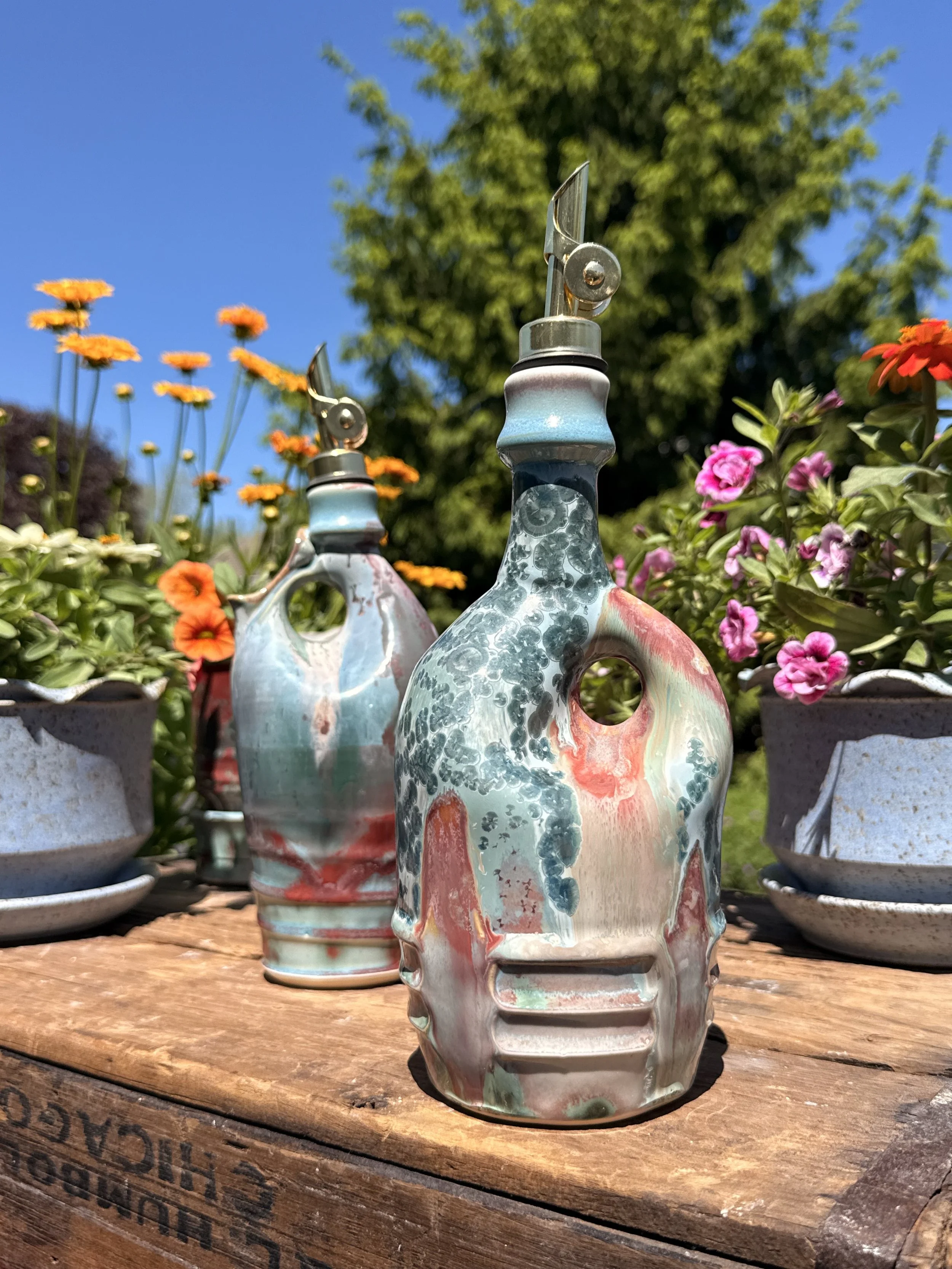 Turquoise + Pink Oil Cruet | Crystalline + Luster