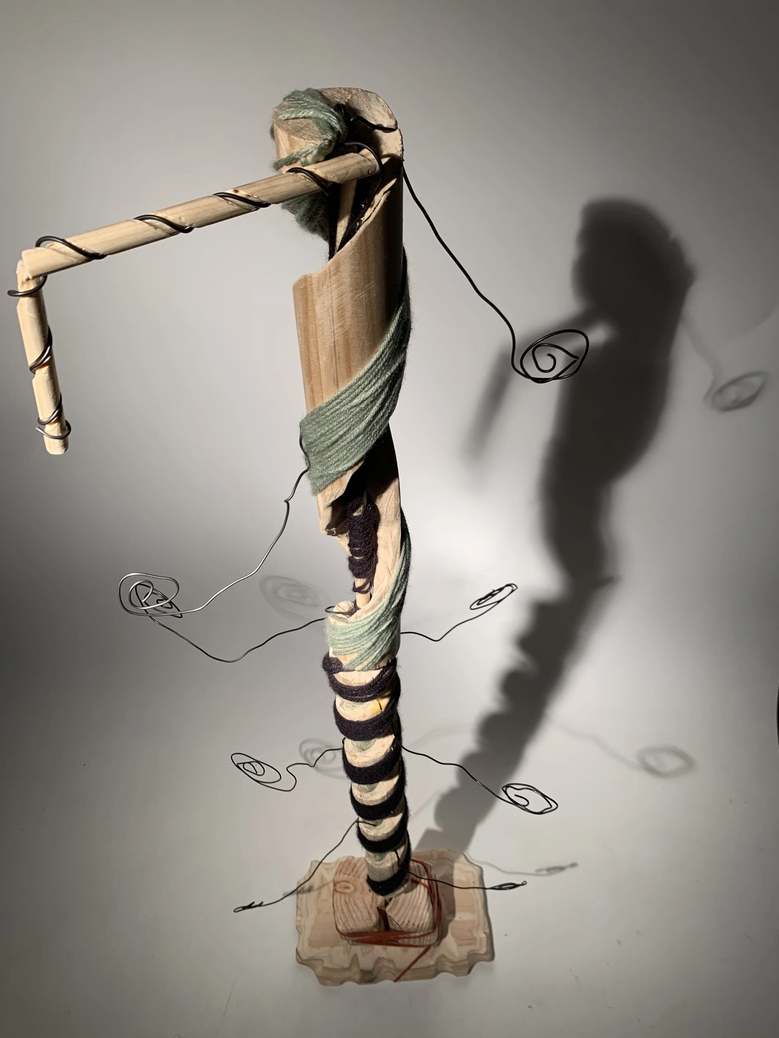 Woodworking Project: I managed to make a hole through the center of a dowel  to make the swirl effect, and then I stuck a smaller dowel down the center for stability. 