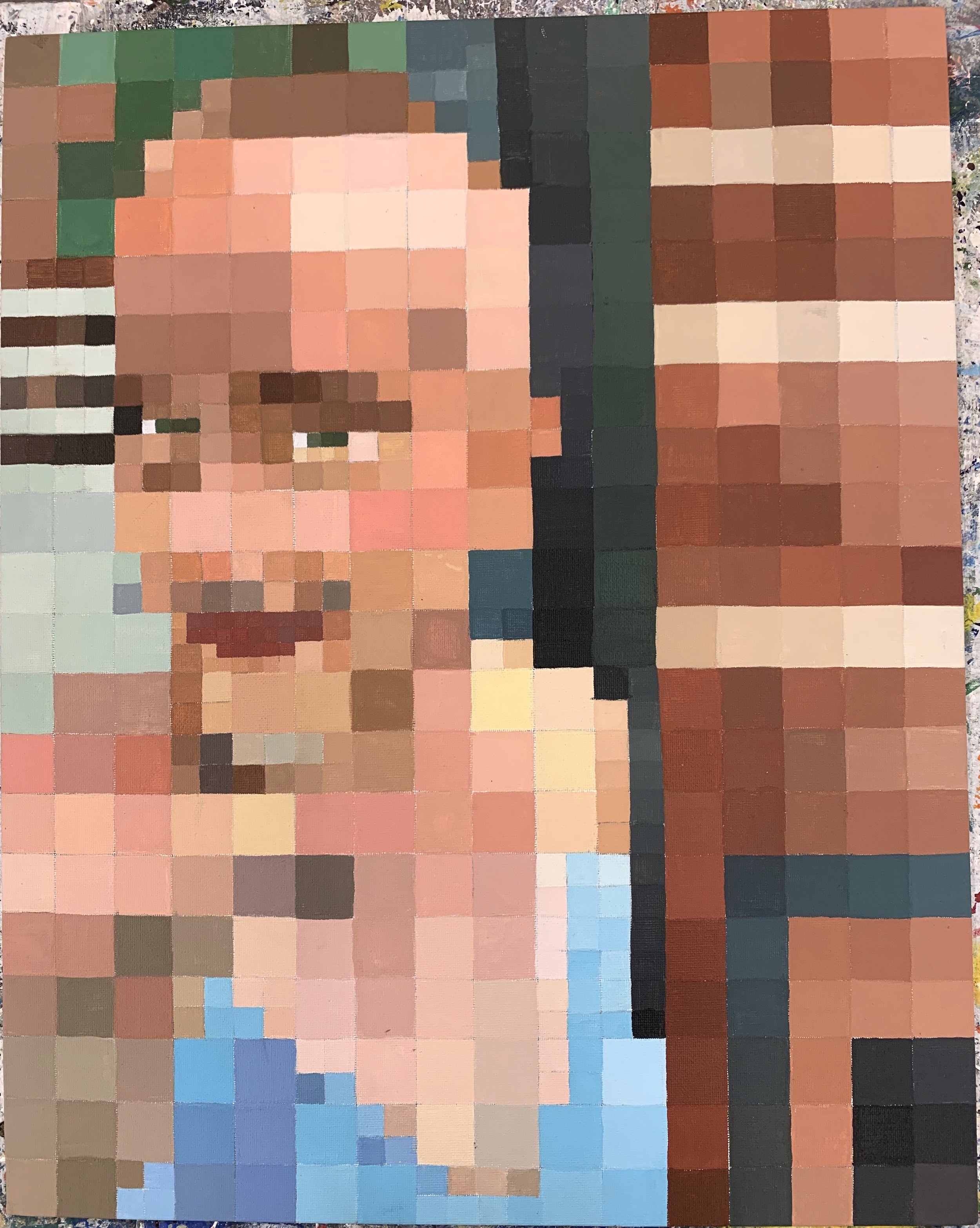 A Grid Based Self-Portrait: Made by color matching each square to a reference photograph.