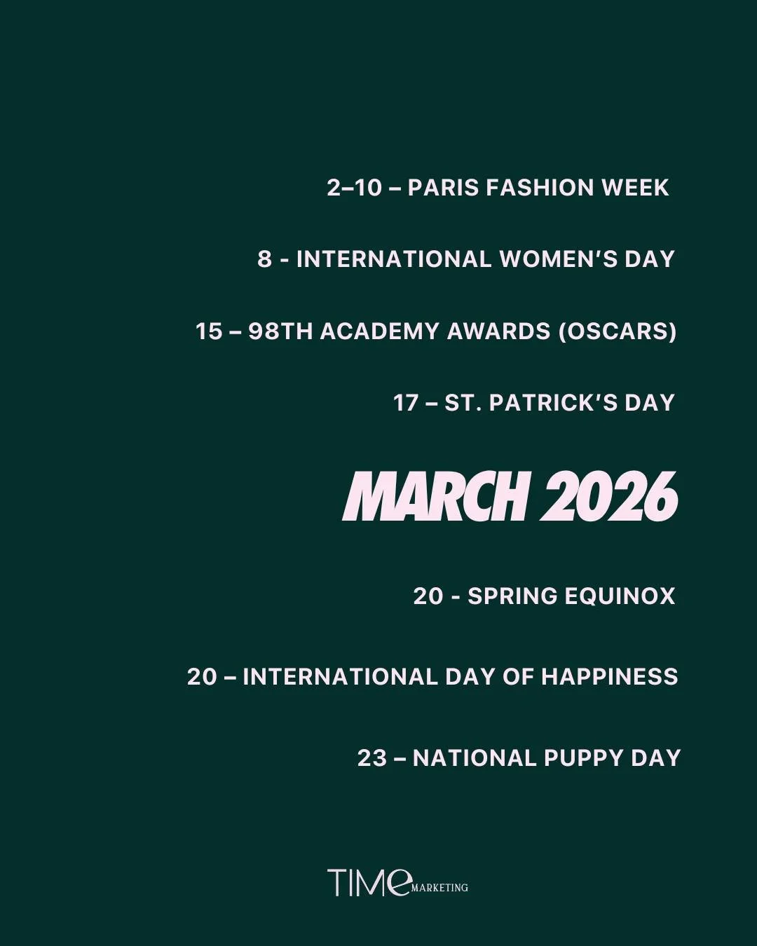 March is full of moments worth showing up for &mdash; the question is, are you planning for them or reacting to them?

Strategic brands don&rsquo;t scramble. They schedule.

Content planning, social media strategy, March marketing, cultural moments, 