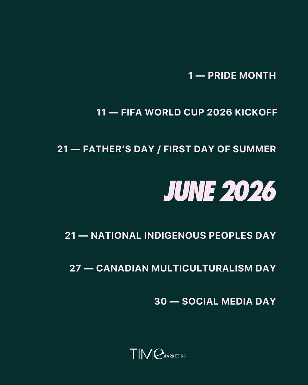June is bringing big moments, summer energy, and plenty of opportunities for brands to stay part of the conversation. ☀️⚽️

From Pride Month to the World Cup kickoff and Social Media Day, now&rsquo;s the time to start planning content that actually c