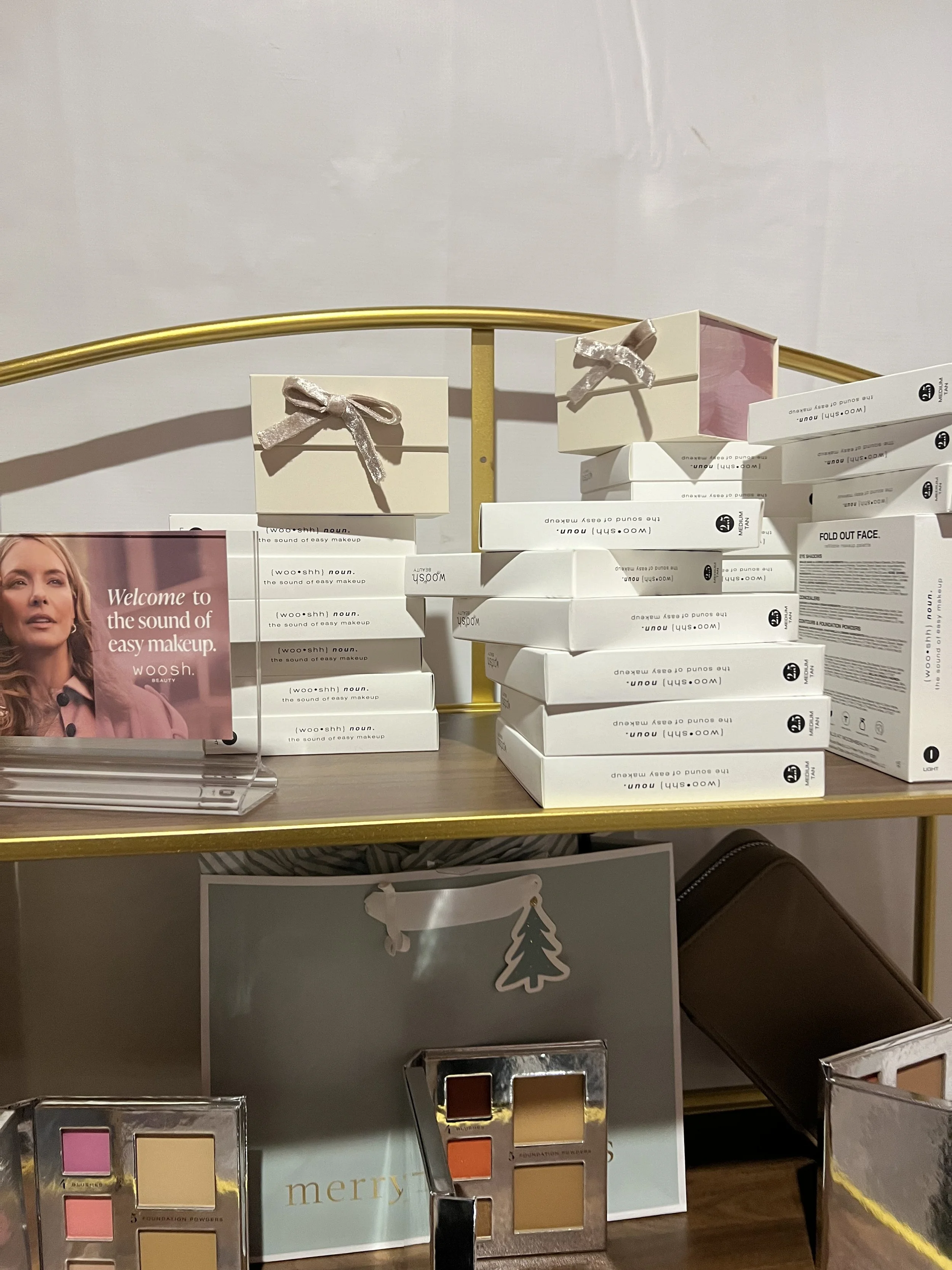 display of woosh beauty products