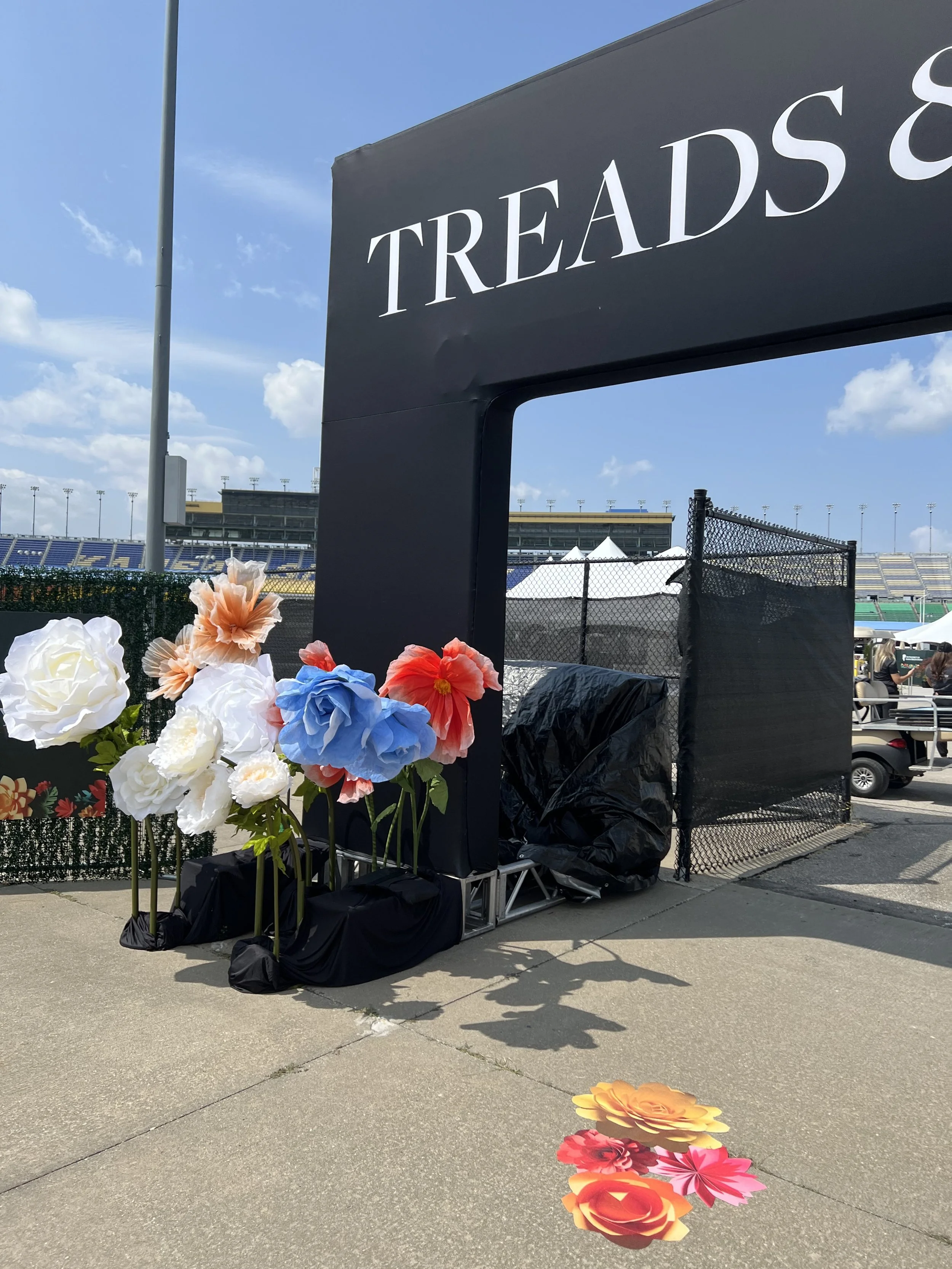 cluster of life-size flower props