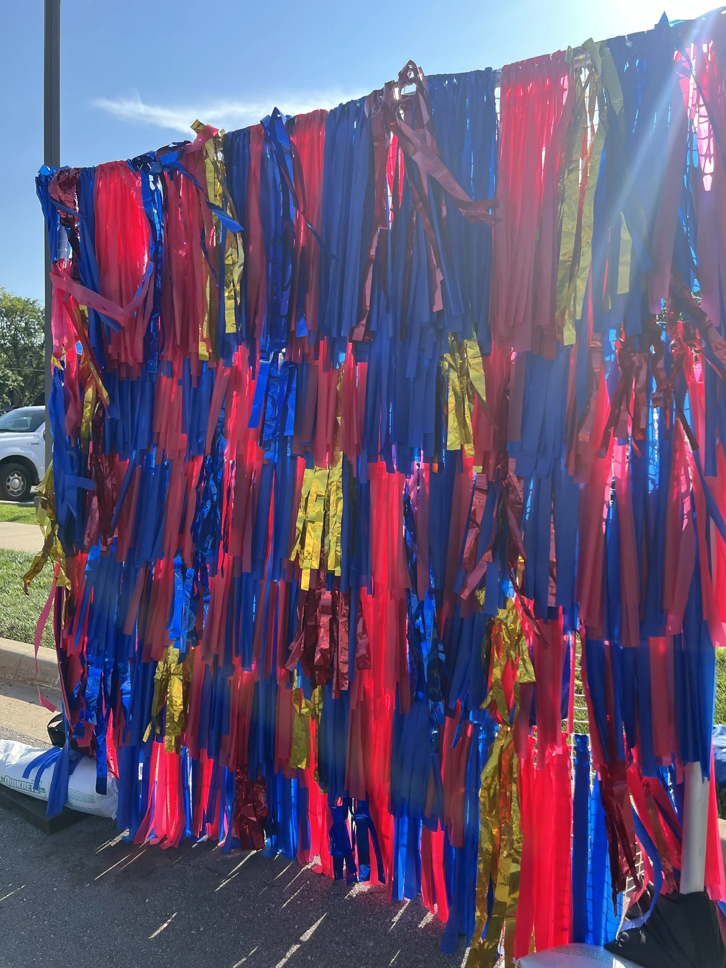 Red, Blue, and Gold Fringe Wall