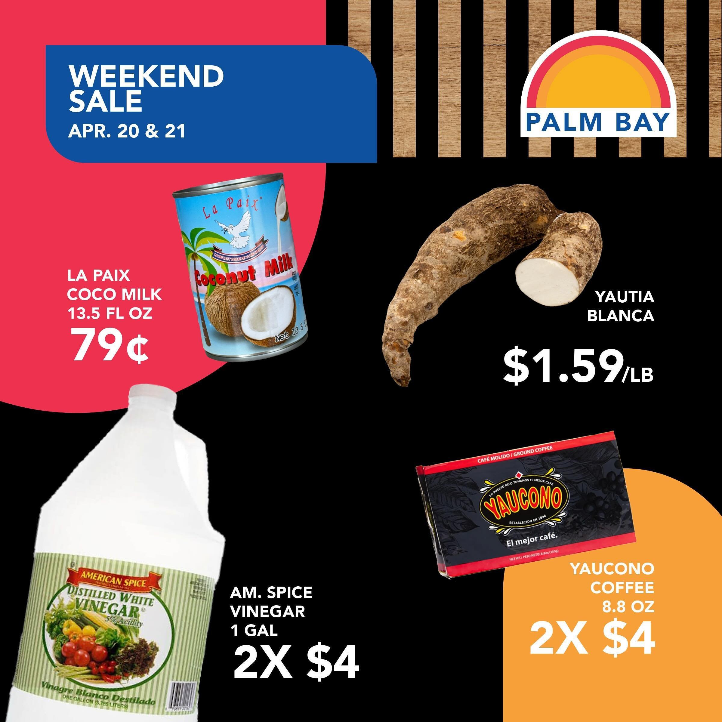 AMAZING
WEEKEND SALES
Here are some amazing deals for this weekend.

Apr. 20th &amp; 21st

🛒🛒🛒🛒🛒🛒🛒

INCRE&Iacute;BLE VENTAS
DE FIN DE SEMANA
Aqu&iacute; hay algunas ofertas incre&iacute;bles para este fin de semana.

Abr. 20 &amp; 21

&mdash;&