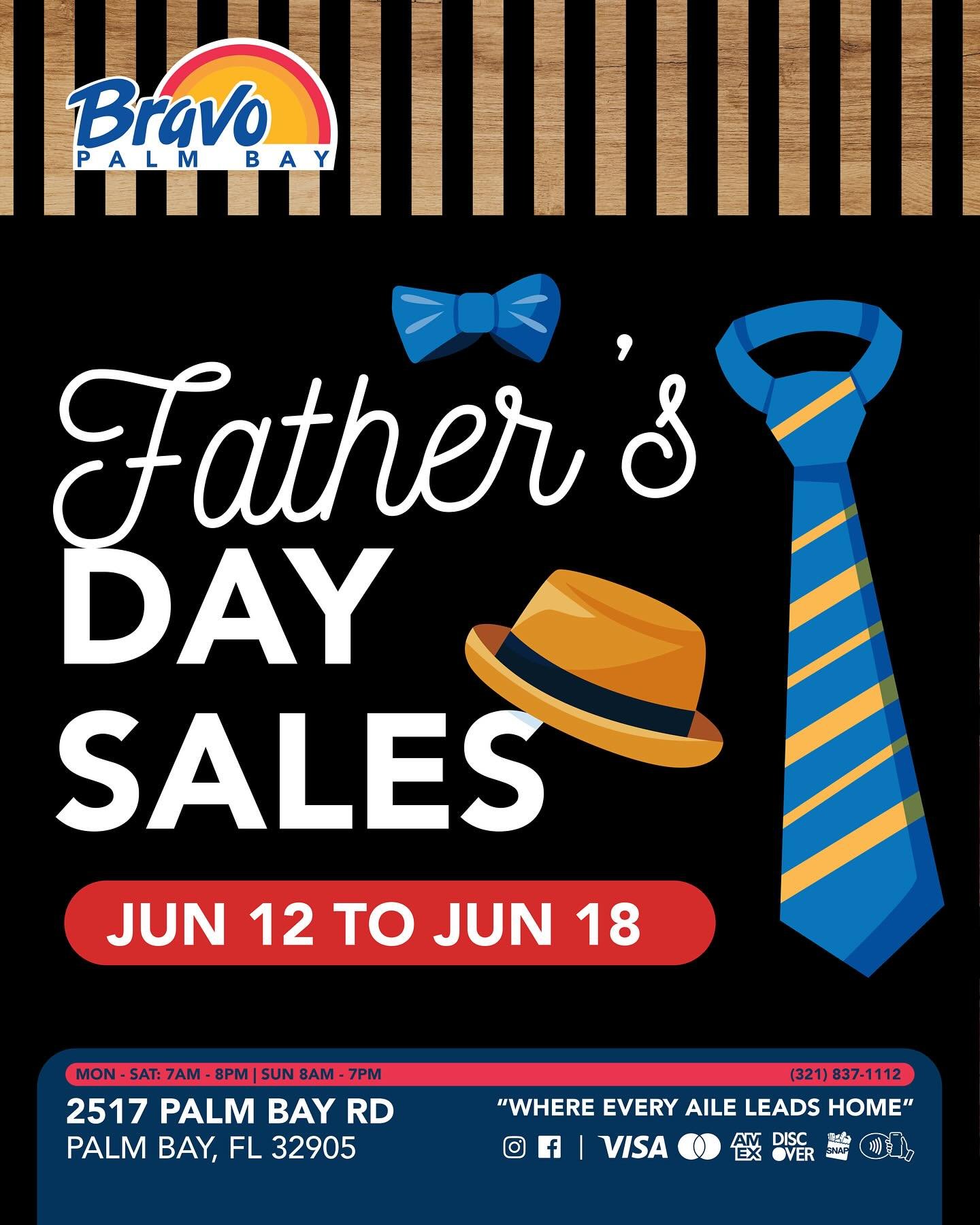 FATHER&rsquo;S DAY SALES 👨&zwj;🍼
Surprise Dad with amazing deals on his favorite treats. 🥩🍻⚡

🛒🛒🛒🛒🛒🛒🛒

VENTAS DEL D&Iacute;A DEL PADRE 👨&zwj;🍼
Sorprende a pap&aacute; con ofertas incre&iacute;bles en sus golosinas favoritas. 🥩🍻⚡

&mdas