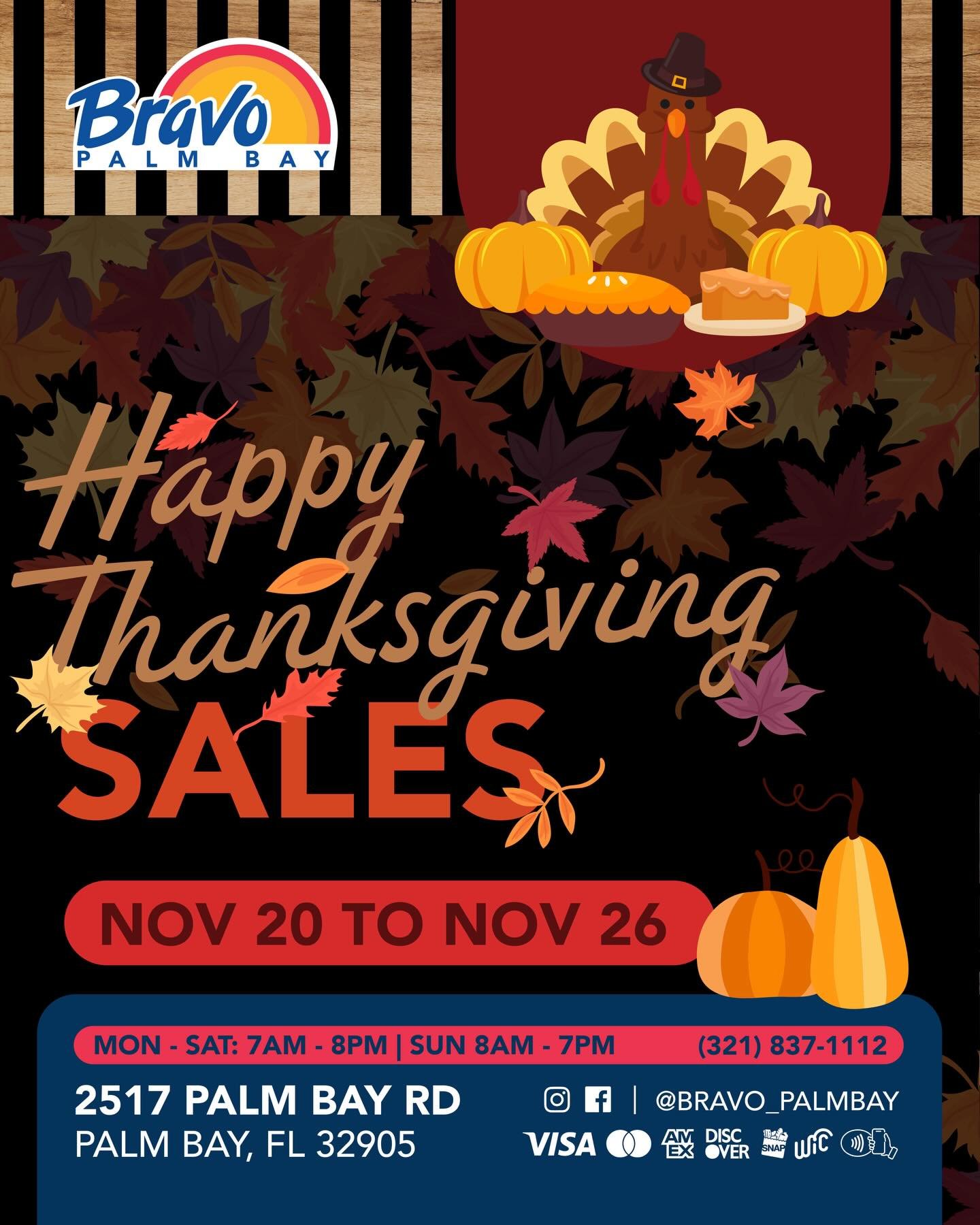THANKSGIVING SALES🍂🦃
Come &amp; Join Us Celebrate Gratitude, Family &amp; Savings this week before it is all gone! We&rsquo;re excited to welcome you &amp; offer you the best deals possible!

🛒🛒🛒🛒🛒🛒🛒

VENTAS DE ACCION DE GRACIAS 🍂🦃
&iexcl;