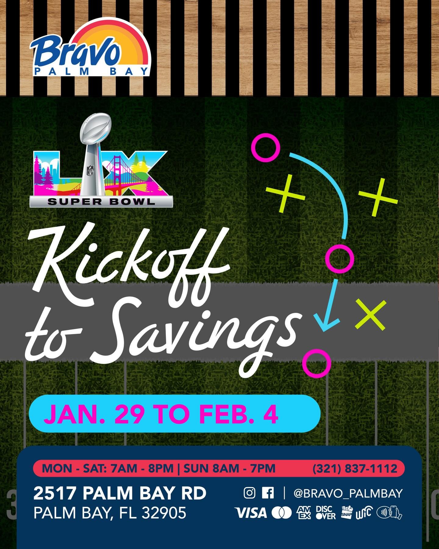 KICKOFF TO SAVINGS 🏈
It&rsquo;s time to prepare for the BIG GAME &amp; we are ready with BIG savings that no one can beat. Pass by our store to score the best just for you.

From Jan. 29th to Feb. 4th

📍2517 Palm Bay Road NE, Palm Bay FL
☎️ (321) 8
