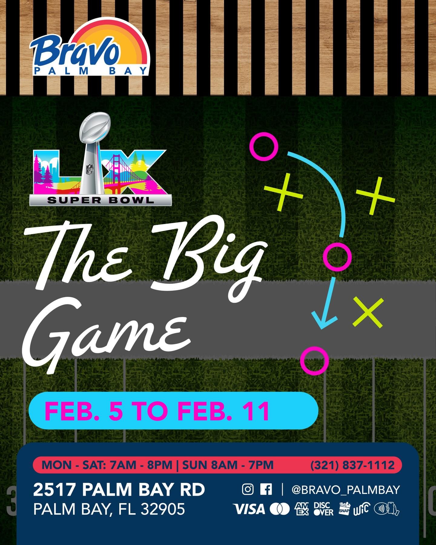 THE BIG GAME SALES 🏈
It&rsquo;s time to prepare for the BIG GAME with the essentials to elevate your hosting game, pass by our store to grab your favorites.

From Feb. 5th to Feb. 11th

📍2517 Palm Bay Road NE, Palm Bay FL
☎️ (321) 837-1112

🛒🛒🛒?