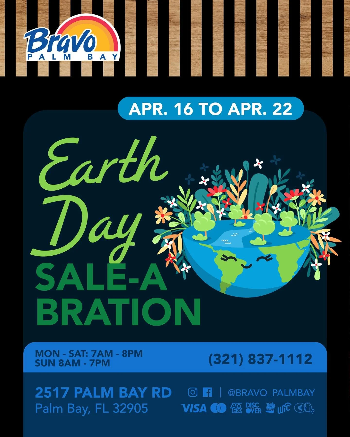 EARTH DAY SALE-A-BRATION 🌎
It&rsquo;s time to enjoy what Mother Earth provides for us, pass by our store to score unbelievable deals.
From Apr. 16th to 22nd.

🛒🛒🛒🛒🛒🛒🛒

VENTA-CELEBRACION DEL D&Iacute;A DE LA TIERRA 🌎
Es hora de disfrutar de l