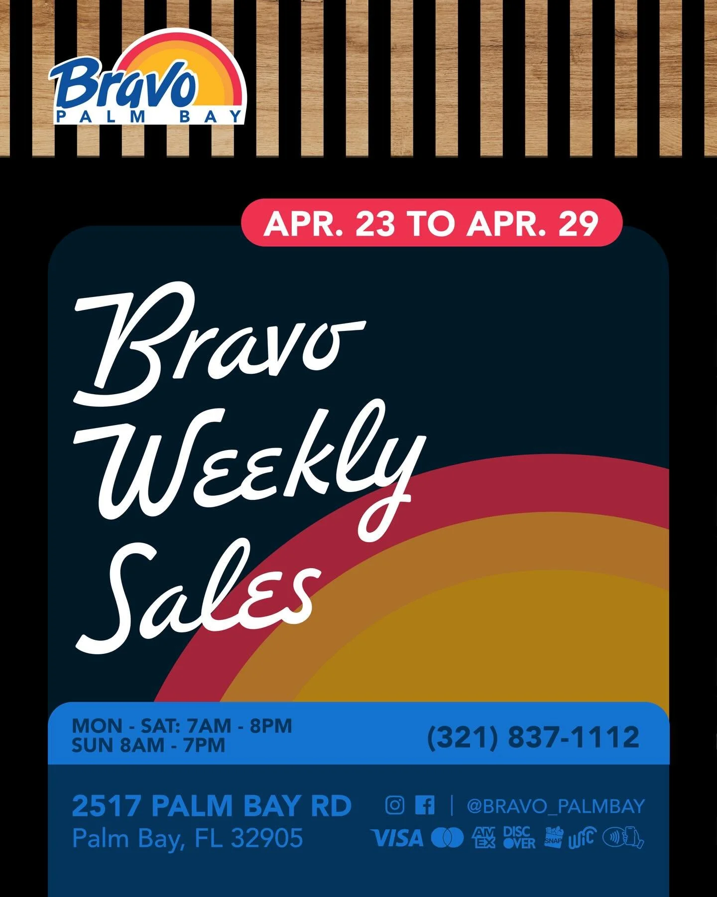BRAVO WEEKLY SALES 🛍️
Welcome to a brand new week filled with exciting specials on Produce, Groceries, Meats &amp; Fish!
From Apr. 23rd to 29th.

🛒🛒🛒🛒🛒🛒🛒

VENTAS SEMANALES BRAVO 🛍️
&iexcl;Bienvenidos a una nueva semana llena de emocionantes 