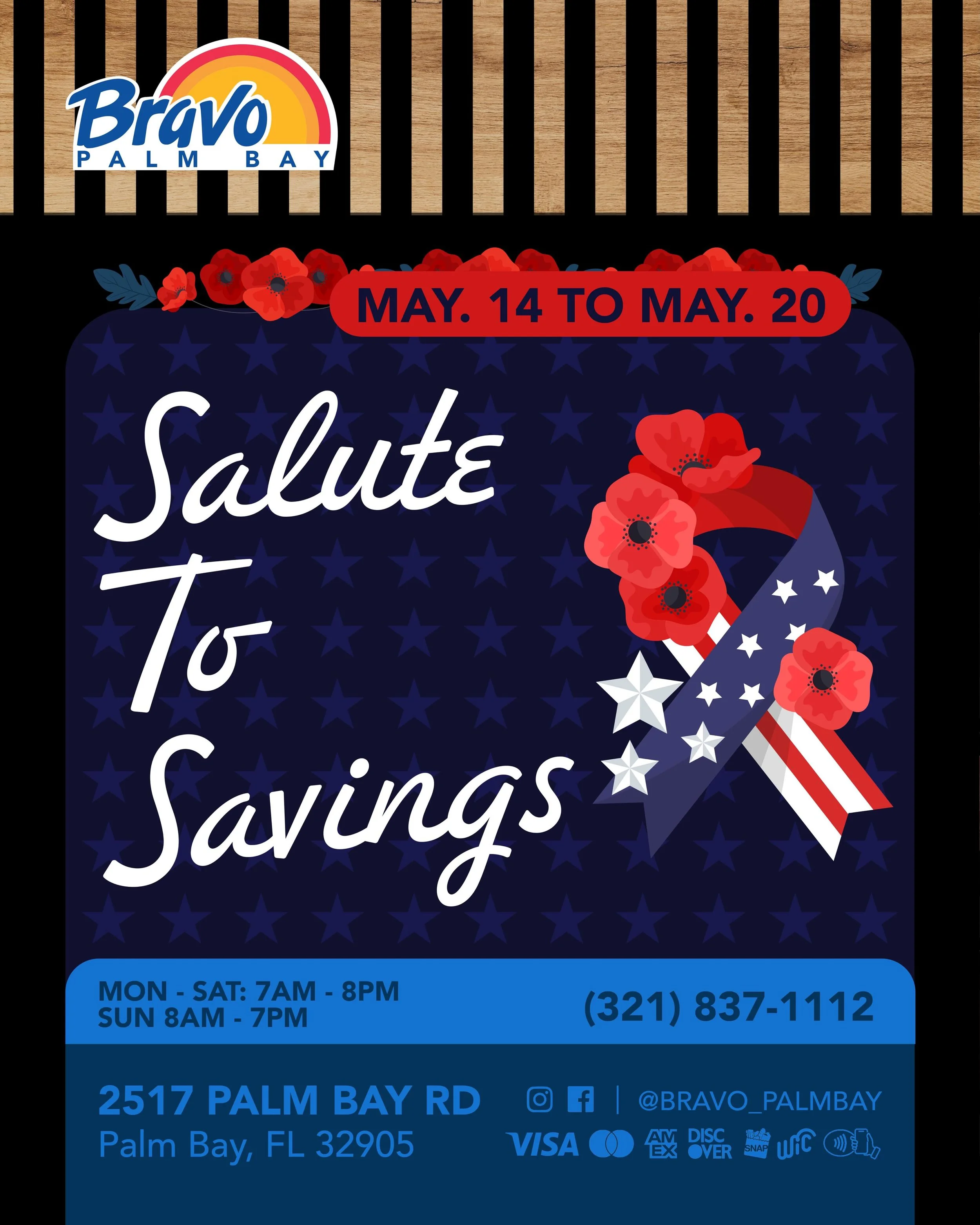 SALUTE TO SAVINGS 🇺🇸
It&rsquo;s time to save big with new discounts that you cannot find anywhere else. Pass by our store to score new deals!
May. 14th to May. 20th.

🛒🛒🛒🛒🛒🛒🛒

SALUDOS AL AHORRO 🇺🇸
Es hora de ahorrar a lo grande con nuevos 