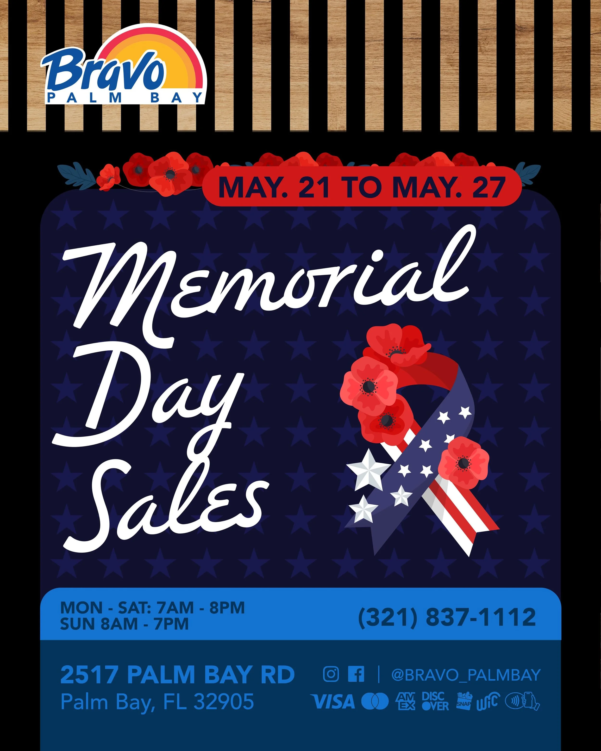 MEMORIAL DAY SALES 🇺🇸
New sales are live, enjoy amazing savings on meats, produce, groceries &amp; much more 🍉🥩 stock up and save big for the holiday weekend!
From May. 21st to May. 27th.

🛒🛒🛒🛒🛒🛒🛒

VENTAS DE MEMORIA A LOS VETERANOS 🇺🇸
La