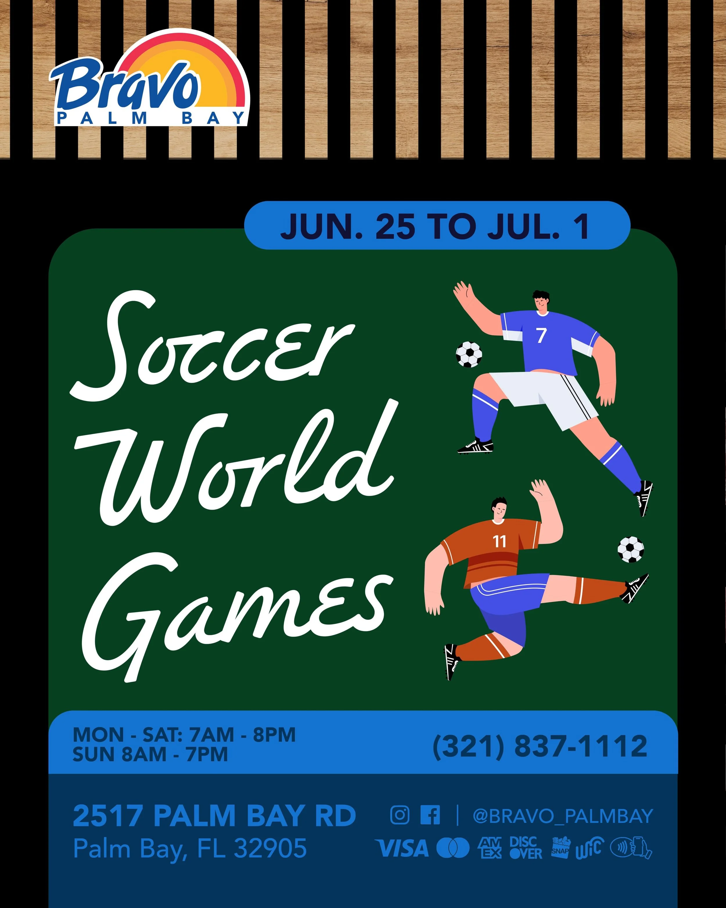 SOCCER WORLD GAMES ⚽️🏆
It&rsquo;s a new week, that means new deals for all your Soccer World Games Celebrations, pass by our store to score amazing deals on Grocery, Produce, Meats, Seafood &amp; Much more.
From Jun. 25th to Jul. 1st

🛒🛒🛒🛒🛒🛒🛒