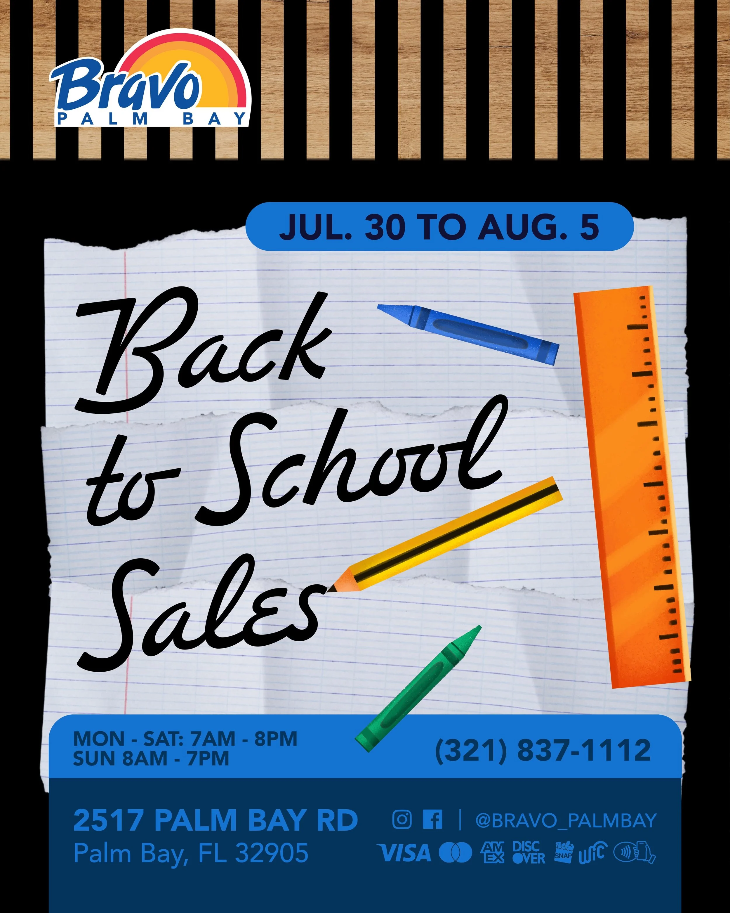 BACK TO SCHOOL SALES ✏️📚
It&rsquo;s time to start getting ready for the school year, pass by our store to find amazing deals you don&rsquo;t want to miss out.
From Jul. 30th to Aug. 5th

🛒🛒🛒🛒🛒🛒🛒

VENTAS DE REGRESO A CLASES ✏️📚
Es hora de emp