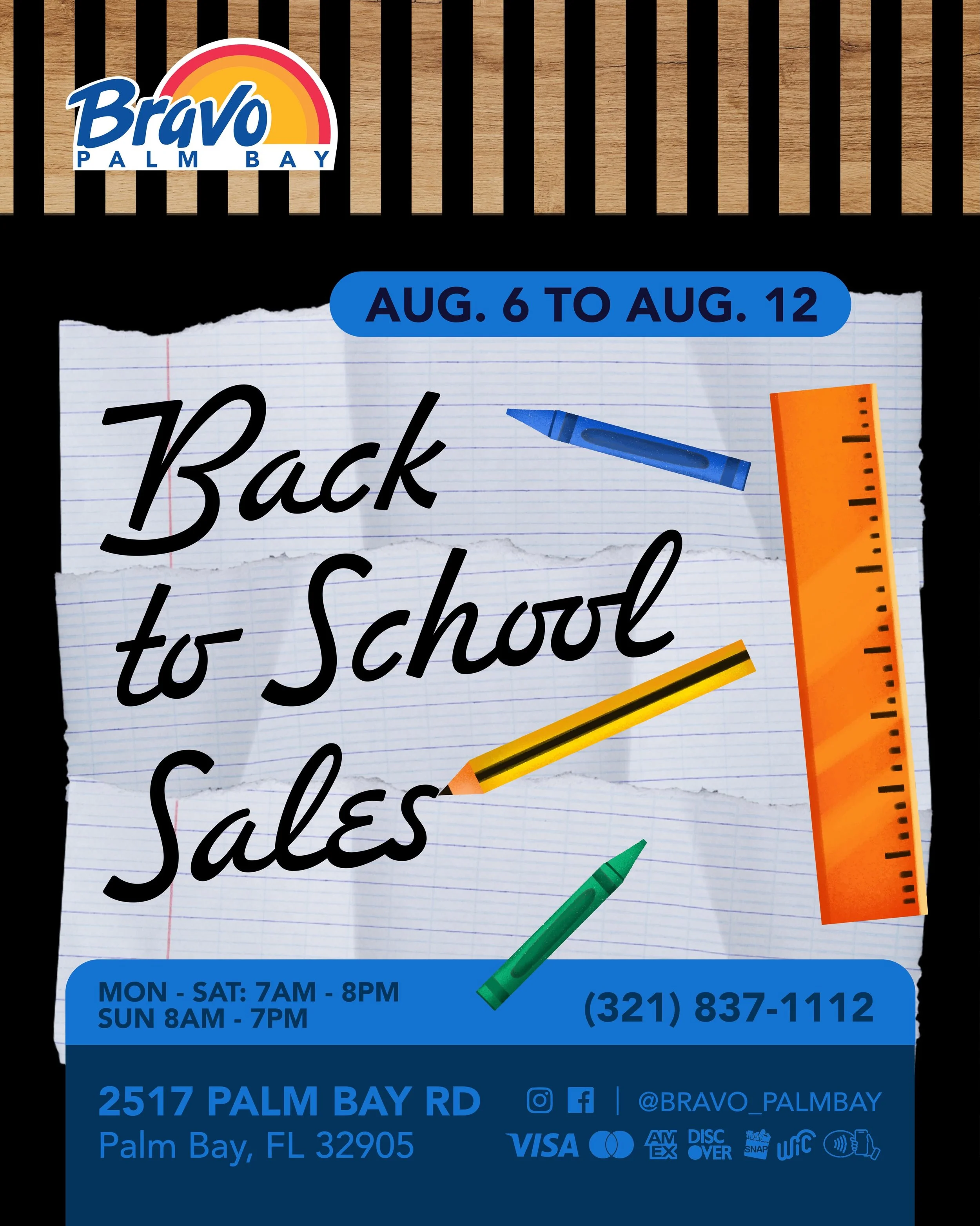 BACK TO SCHOOL SALES ✏️📚
It&rsquo;s time to start getting ready for the school year, pass by our store to find amazing deals you don&rsquo;t want to miss out.
From Aug 6th to Aug. 12th

🛒🛒🛒🛒🛒🛒🛒

VENTAS DE REGRESO A CLASES ✏️📚
Es hora de empe