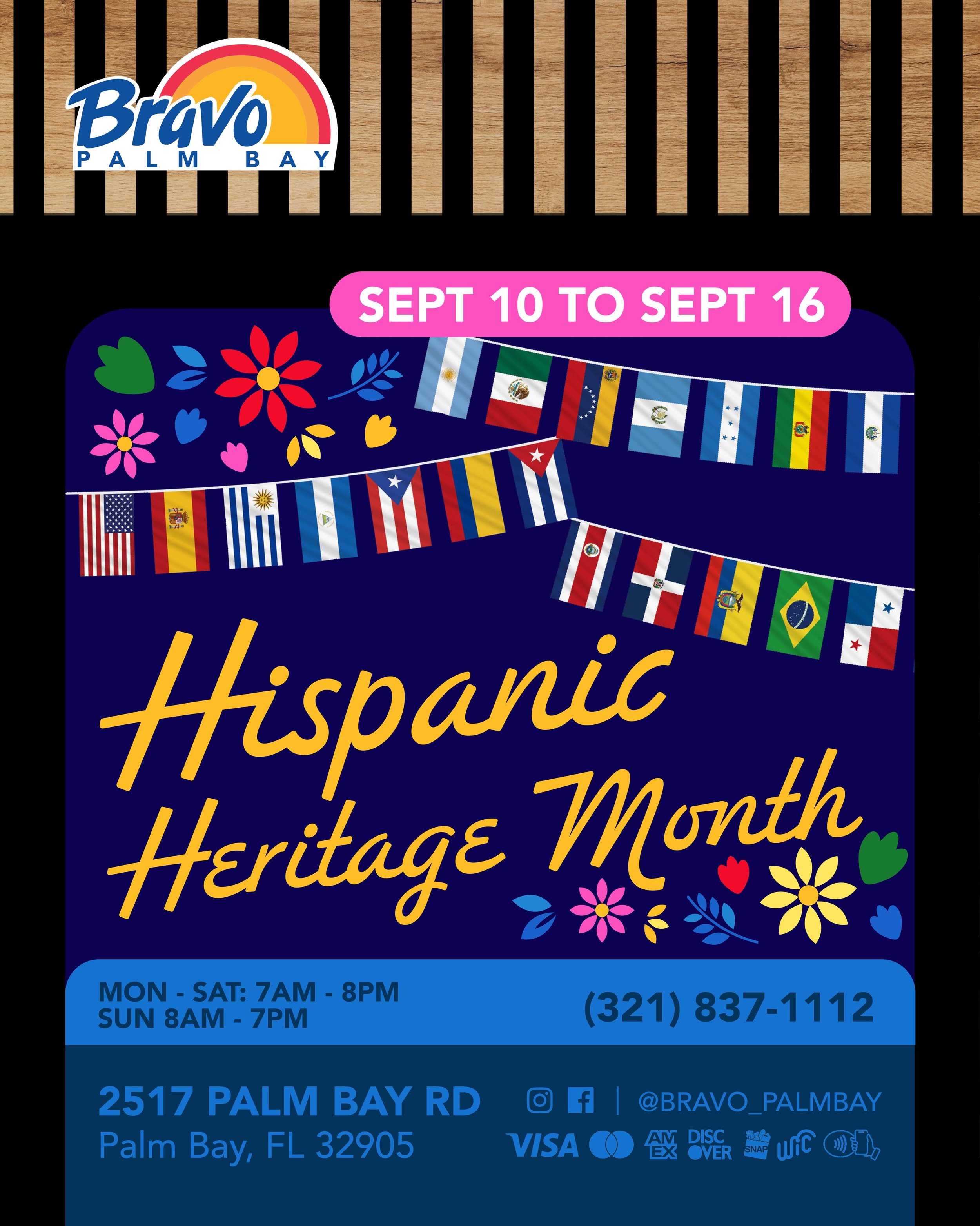 HISPANIC HERITAGE MONTH 🌺🌎
It&rsquo;s time to celebrate the flavors of the Hispanic Heritage, to bring some saz&oacute;n to your home, pass by our store to score amazing deals.
From Sept. 10th to Sept. 16th

🛒🛒🛒🛒🛒🛒🛒

MES DE LA HERENCIA HISPA