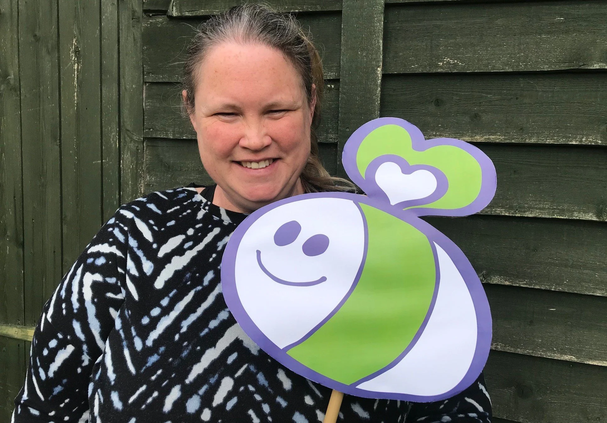Photo of Lindsay holding GL11 Bee