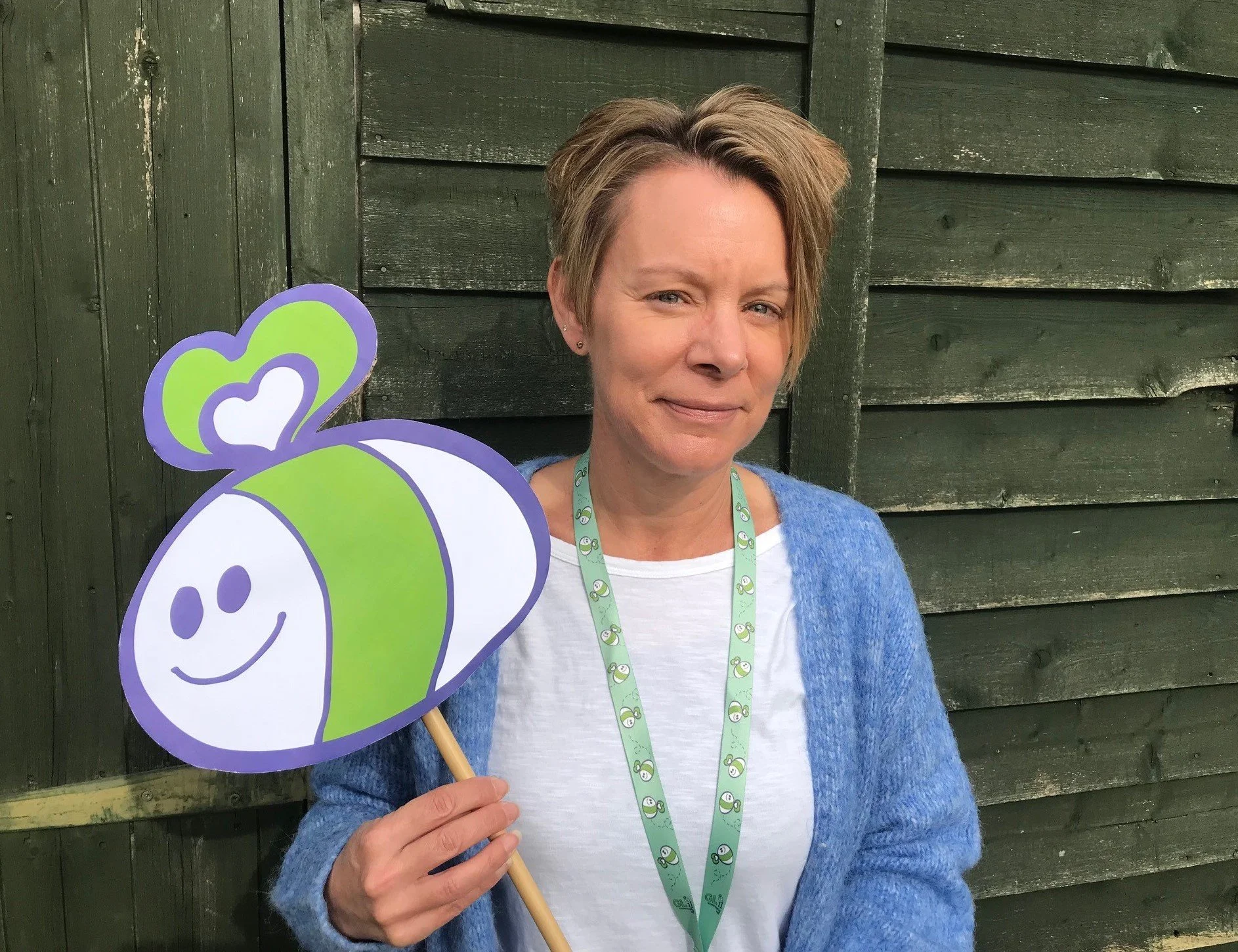 Photo of Karen holding GL11 Bee