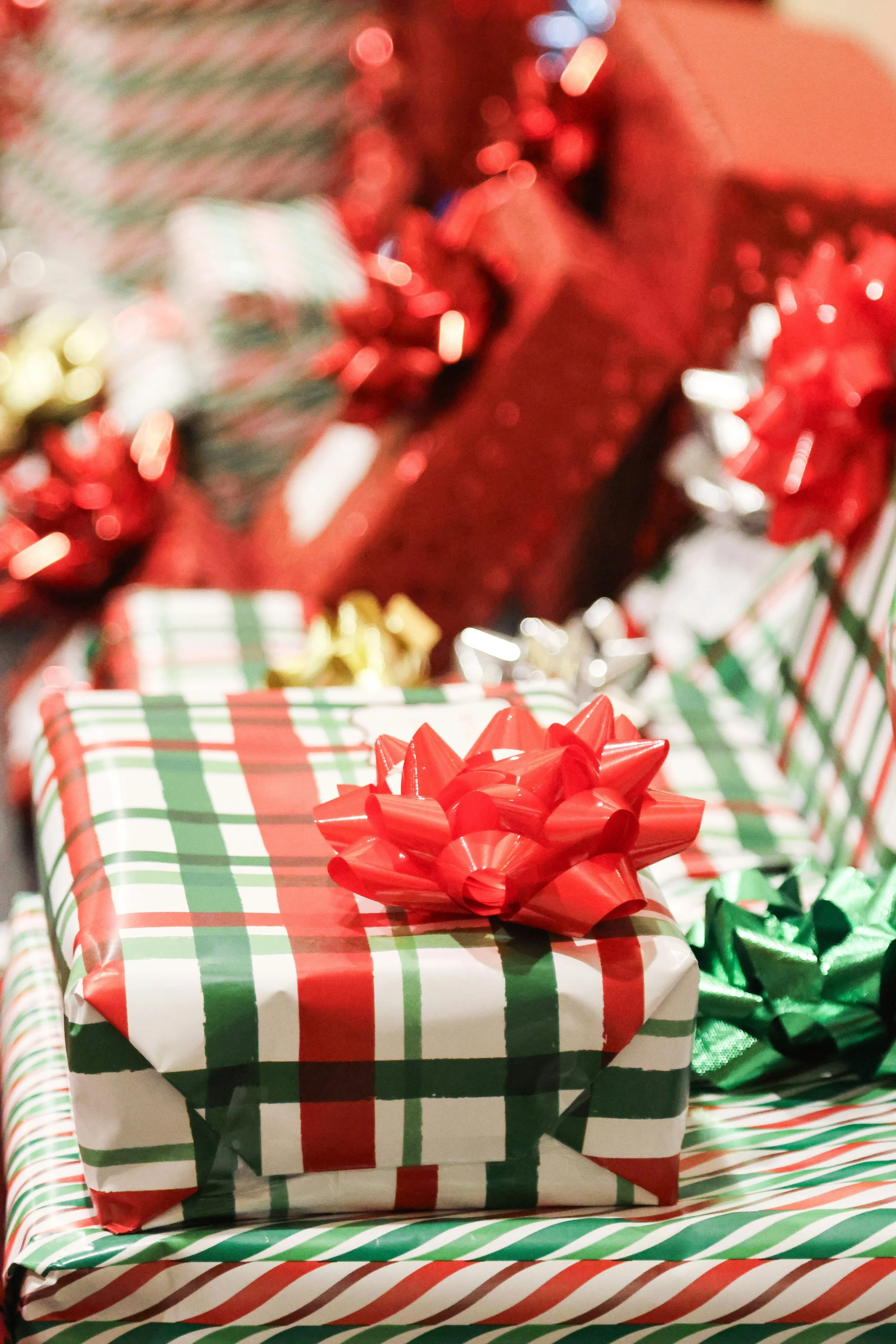 Colourful wrapped Christmas presents