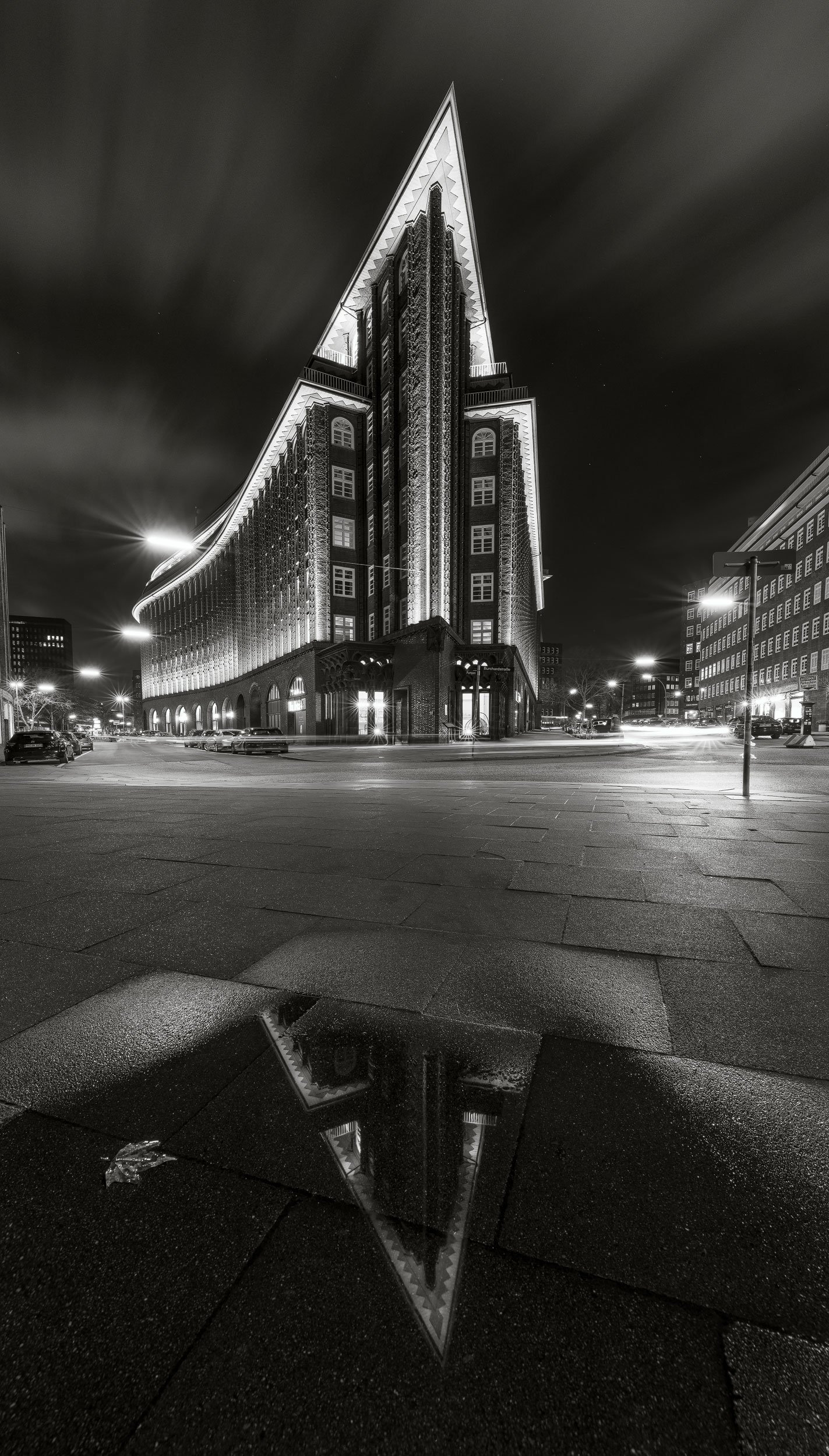 Chile Haus Nacht Hamburg schwarz-weiss