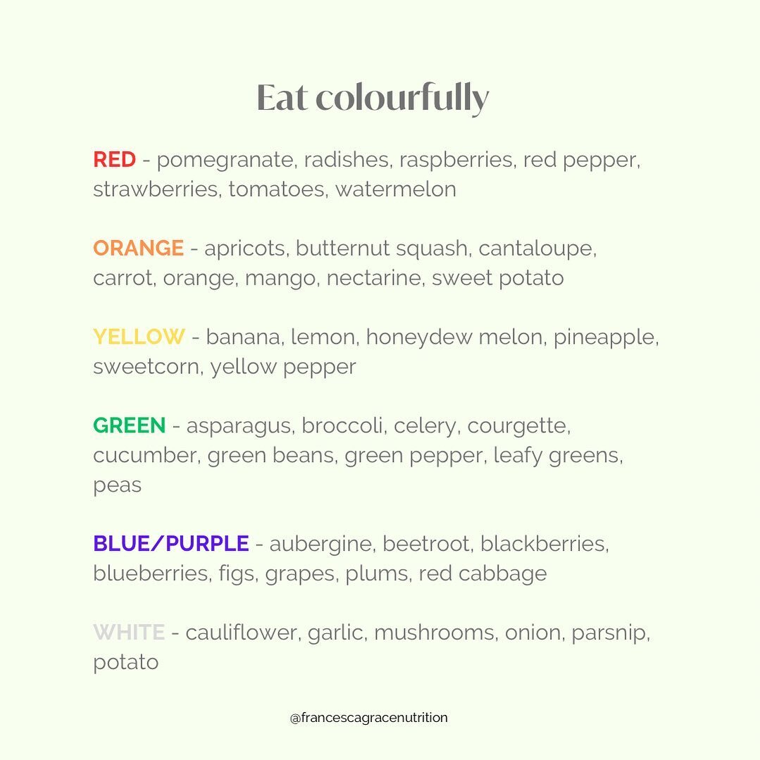 🌈 Nutritional Diversity 🥦🥕
Adding a diverse spectrum of colours to your diet each day ensures an important variety of vitamins, minerals, and phytonutrients in your diet. 

From lycopene-rich red tomatoes to chlorophyll-dense leafy greens, beta-ca