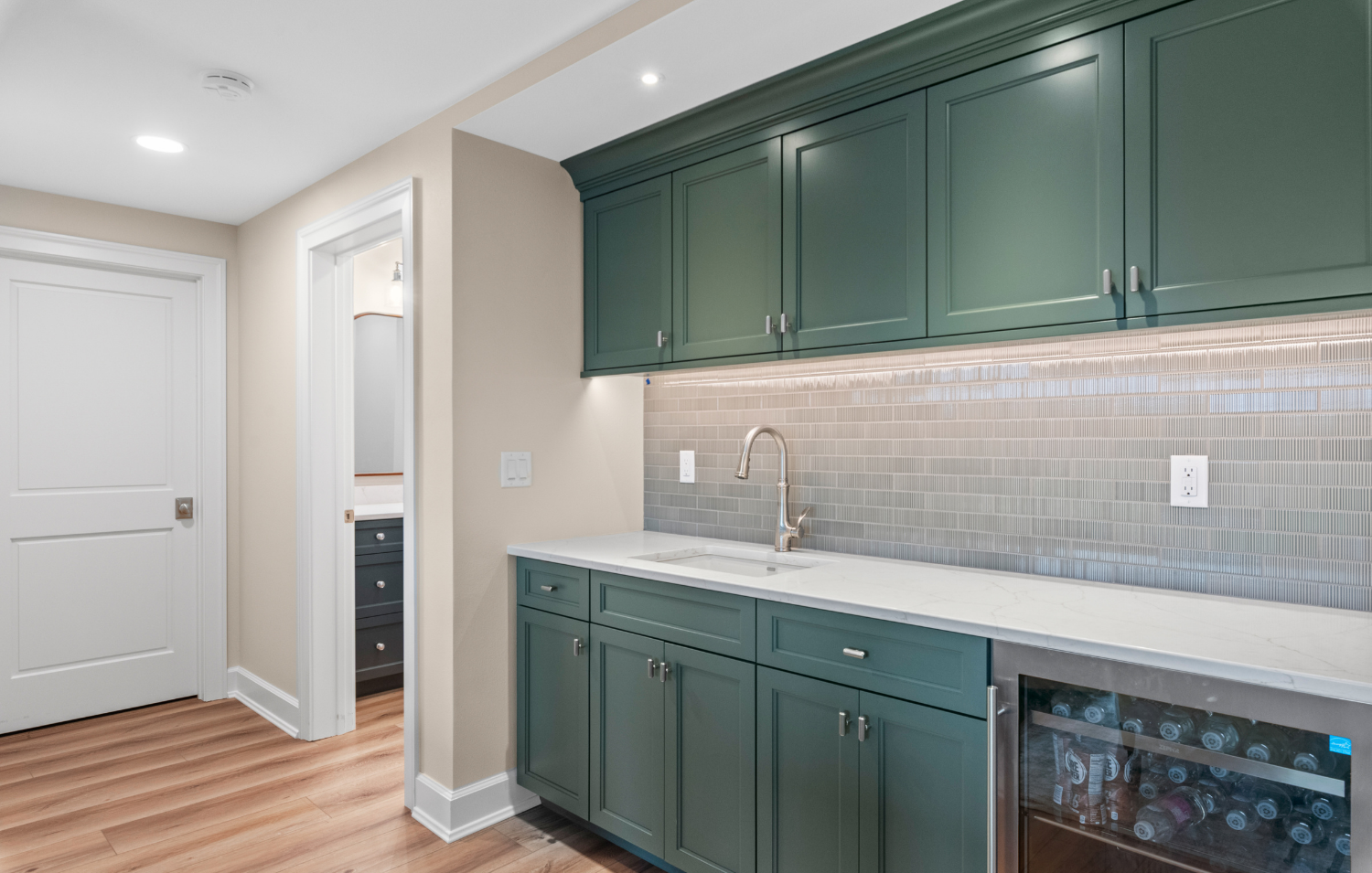 Butlers Pantry with Green Cabinets Remodel