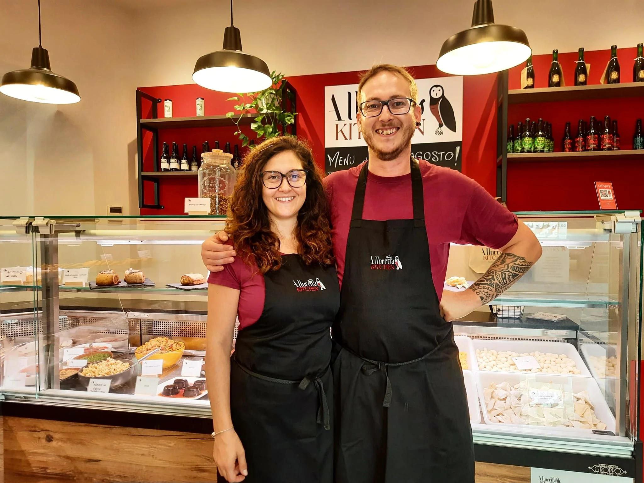 Wendy and Andrea inside Allocco’s Kitchen shop and kitchen lab in Bra, Italy