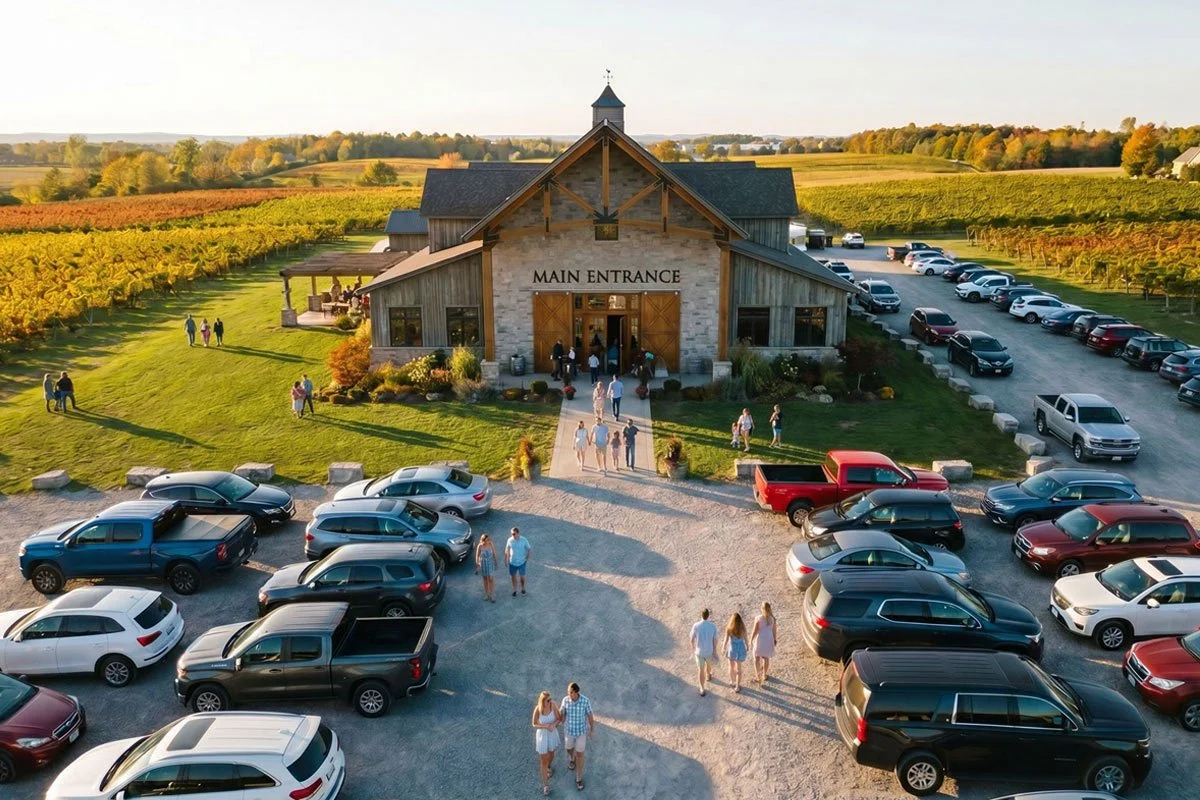 Guests entering a winery.