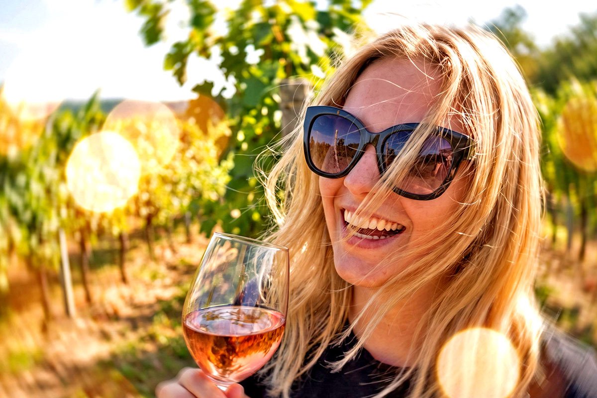 21-year-old woman in a vineyard.