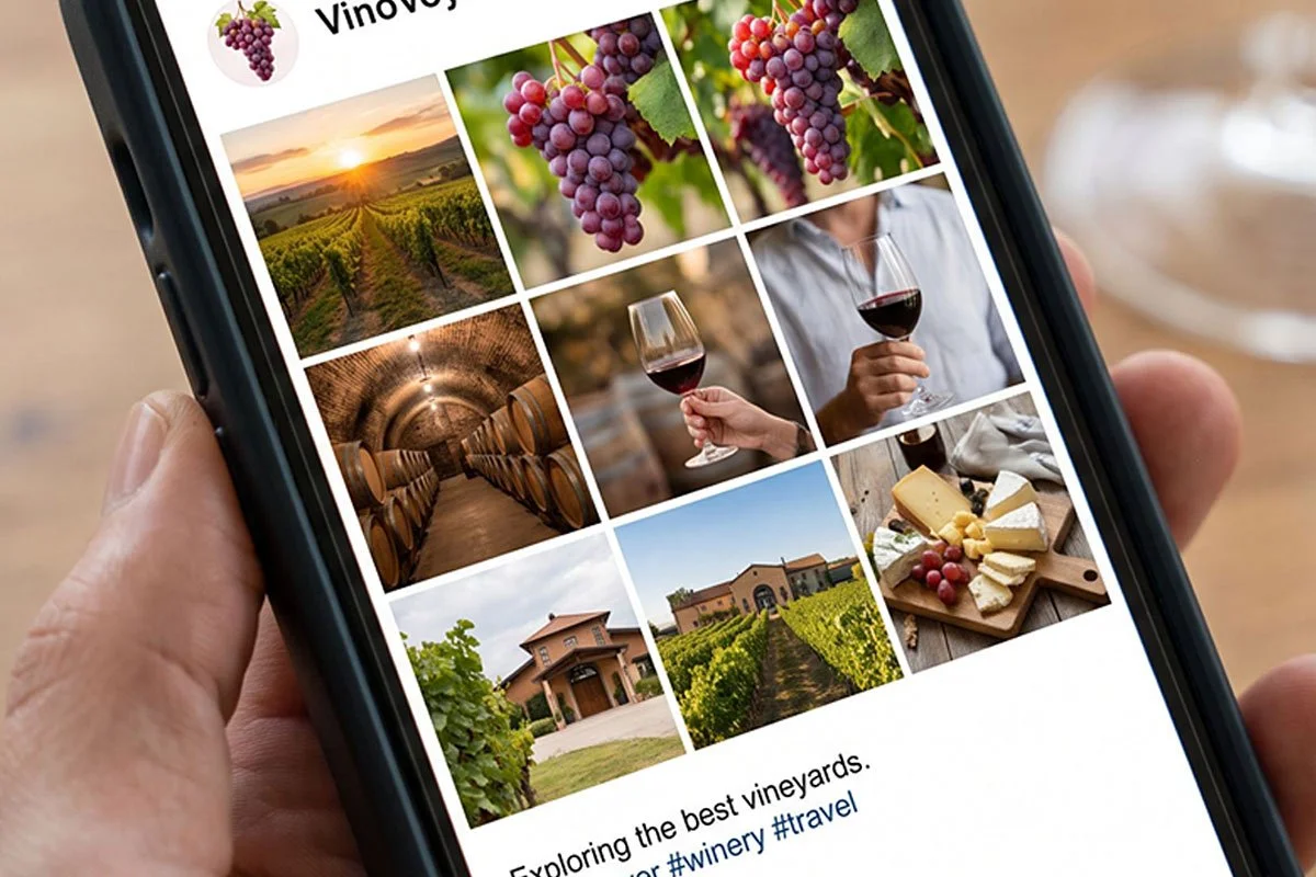 Wine social media on iPhone.