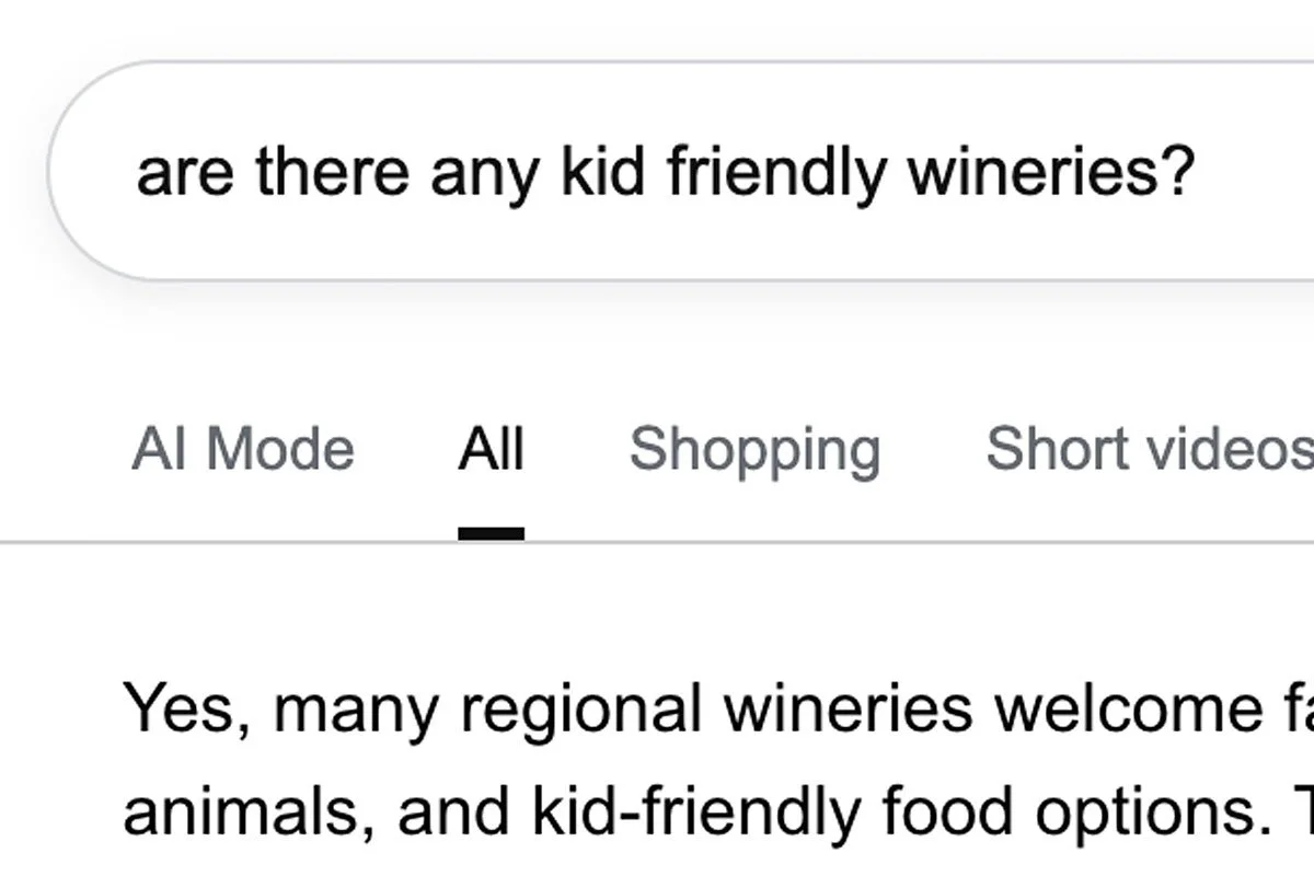 Kid-friendly winery search AEO.