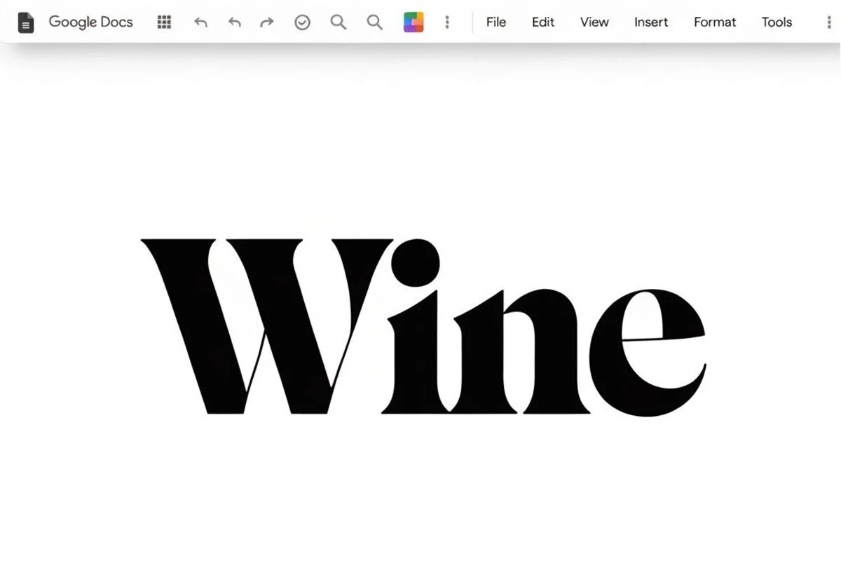The word Wine in a Google doc.