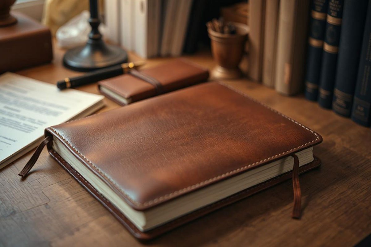 Finely crafted leather notebook.